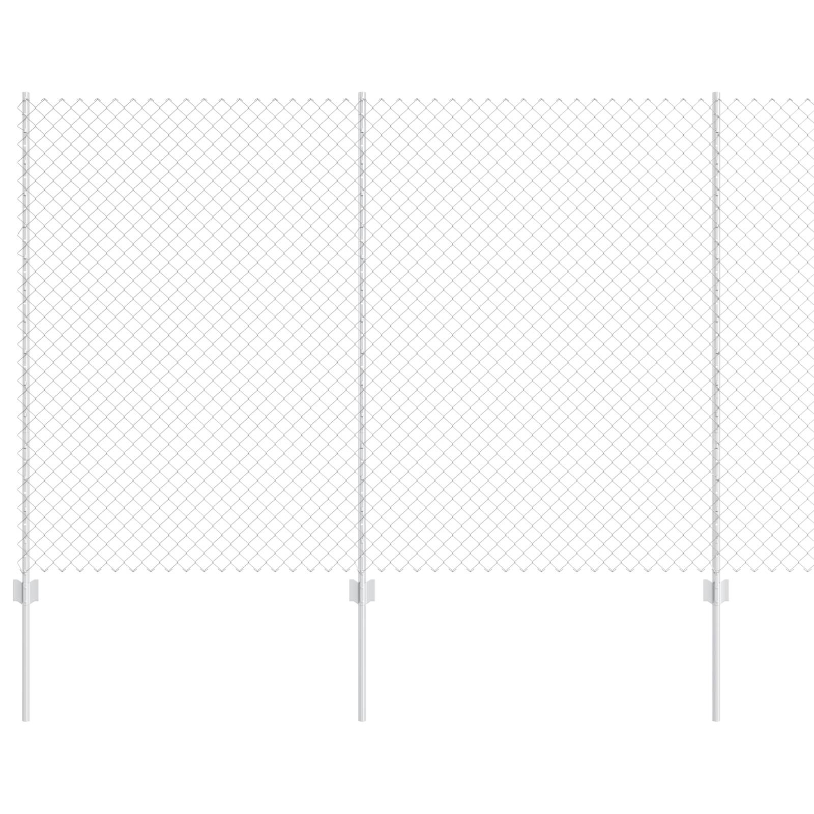 vidaXL Kettenschlosszaun mit 20 U-Posten Silber 1,5x10 m Stahl