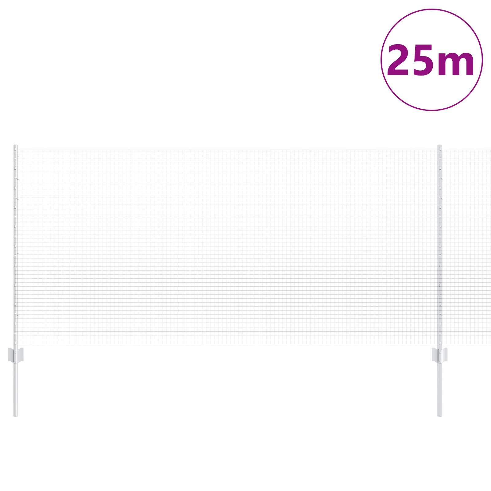 vidaXL Gartenzaun Set Set aus 2 Verzinkter Stahl 25 m lang Langlebig