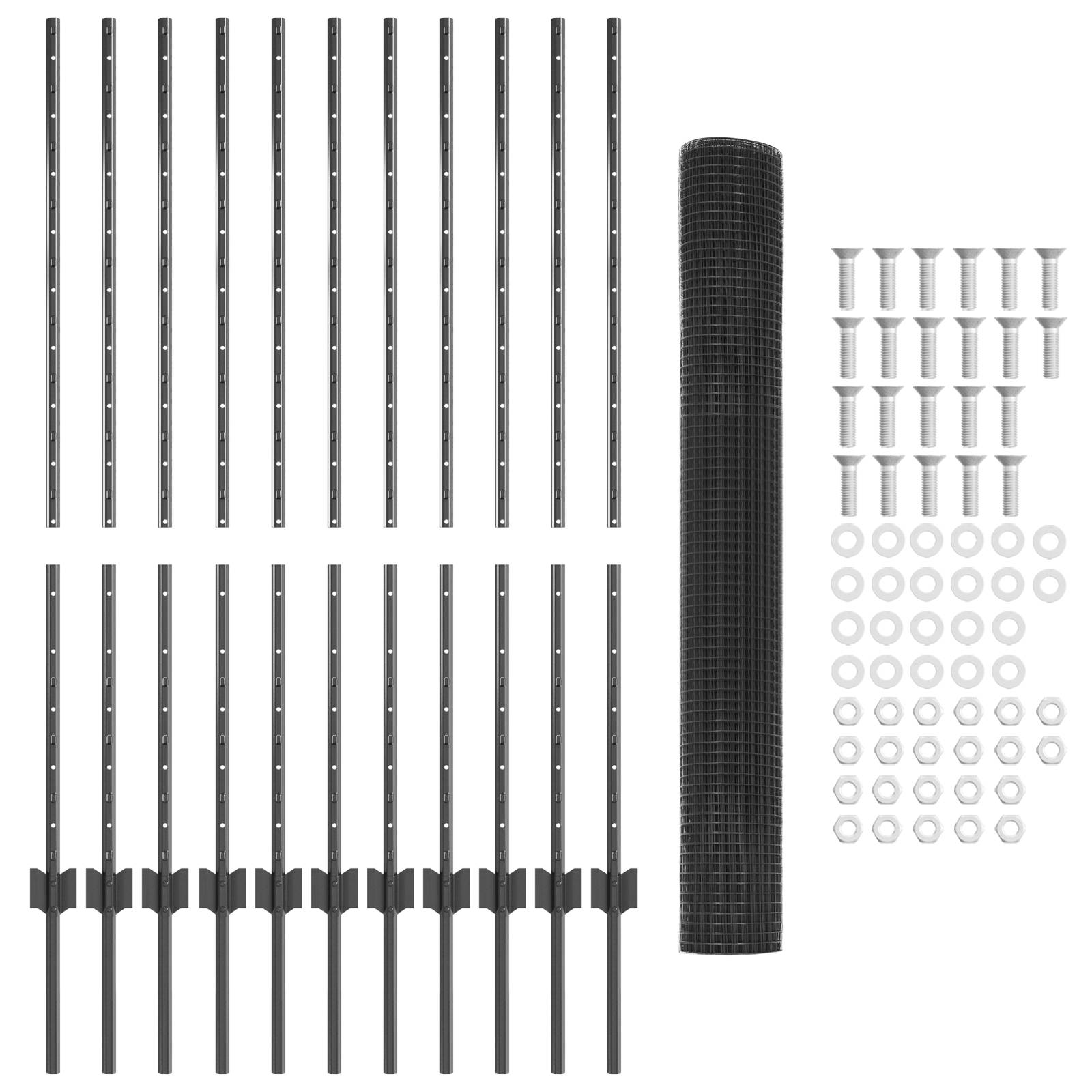 vidaXL Geschweißter Drahtzaun mit 22 U-Posten Grau 1,2x25 m Stahl