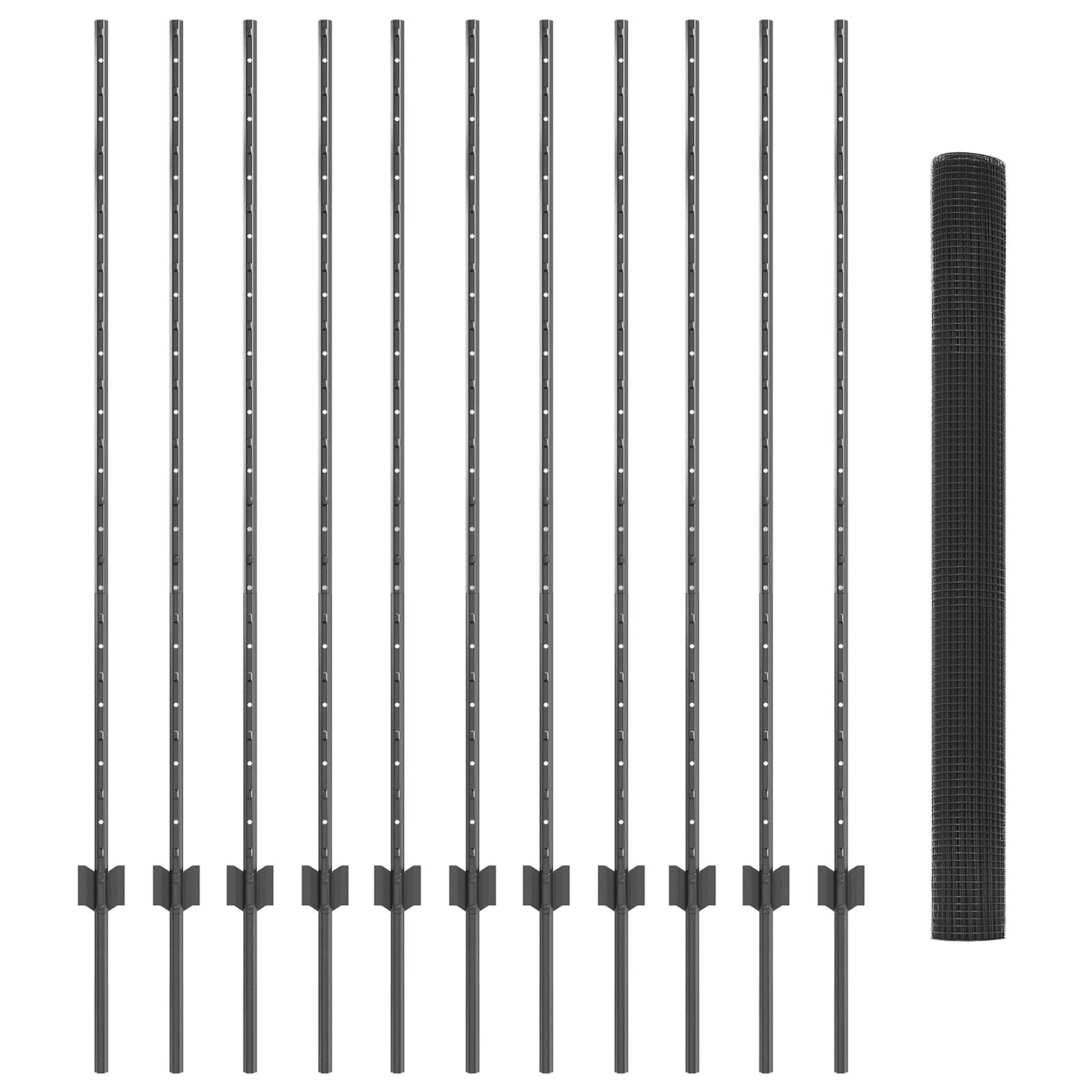 vidaXL Schweißdrahtzaun mit 22 U-Pfosten Grau 1.4x25 m Stahl