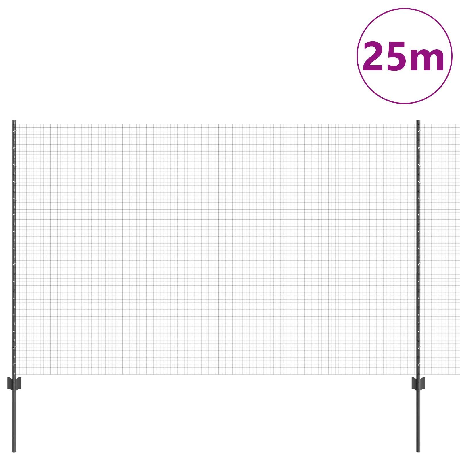vidaXL Gartenzaunset Set aus 2 Grau Metall 25 x 1,5 m Langlebig