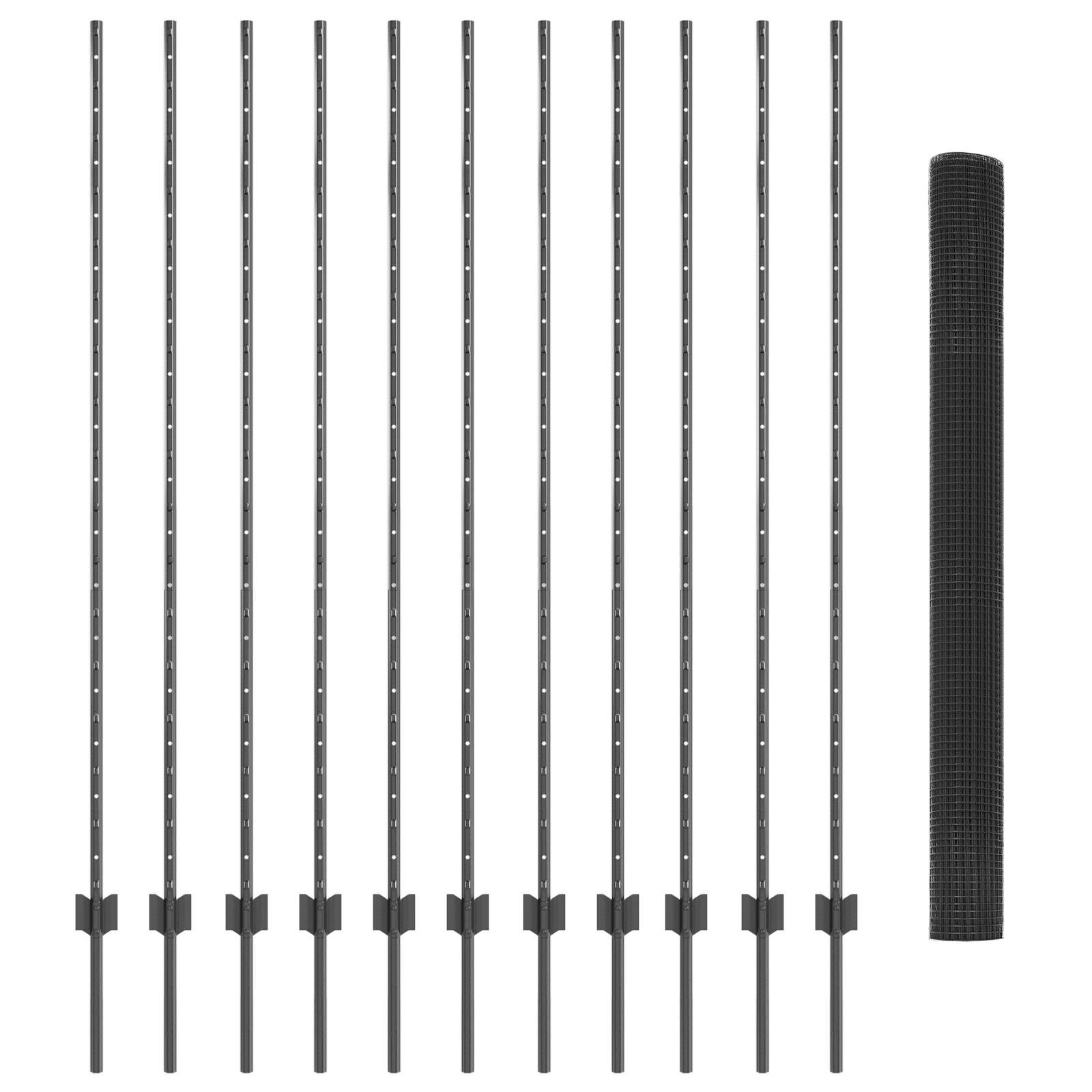 vidaXL Schweißdrahtzaun mit 22 U-Pfosten Grau 1.5x25 m Stahl