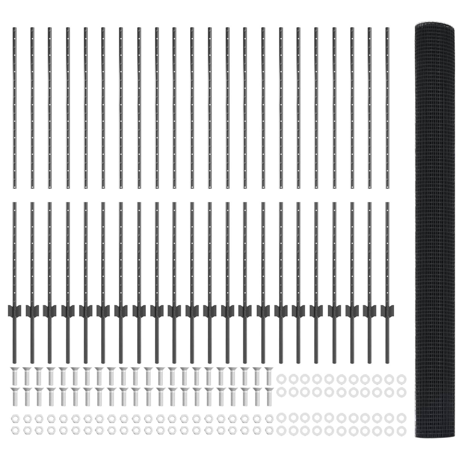 vidaXL Geschweißter Drahtzaun mit 44 U-Pfosten Grau 1,4x50 m Stahl