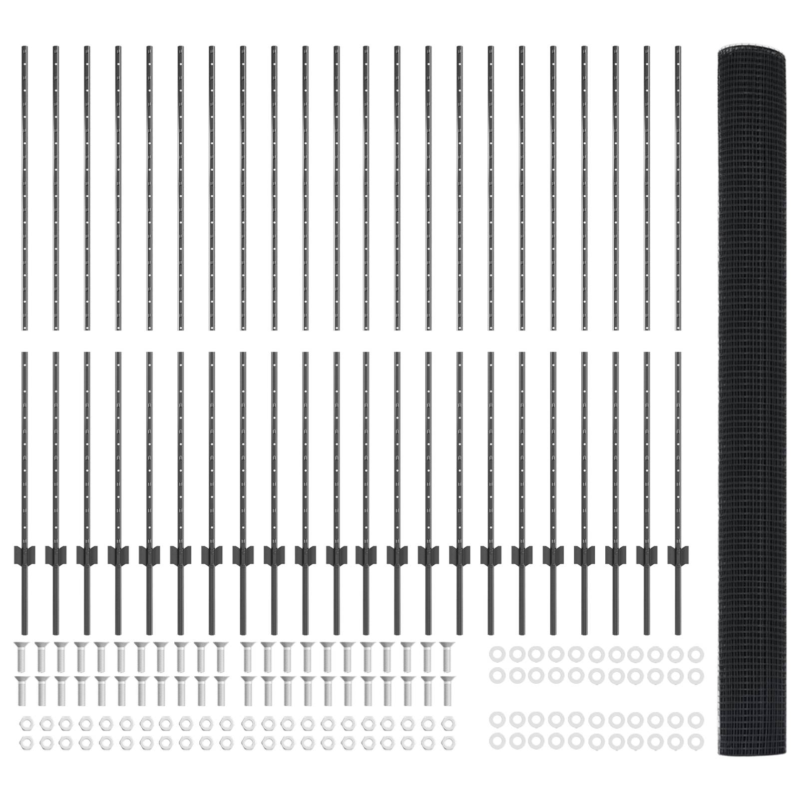 vidaXL Geschweißter Drahtzaun mit 44 U-Pfosten Grau 1.5x50 m Stahl