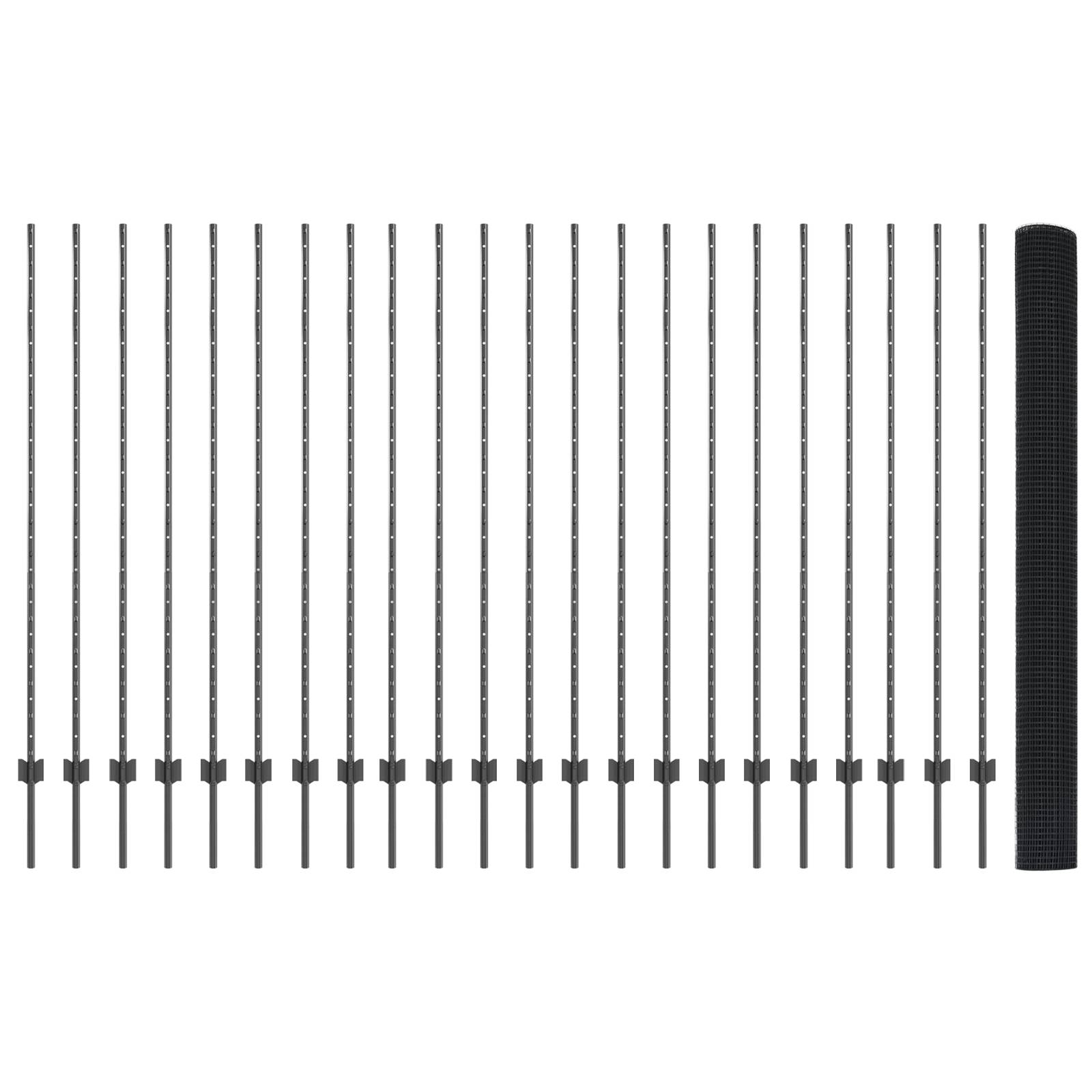 vidaXL Geschweißter Drahtzaun mit 44 U-Posts Grau 1,5x50 m Stahl
