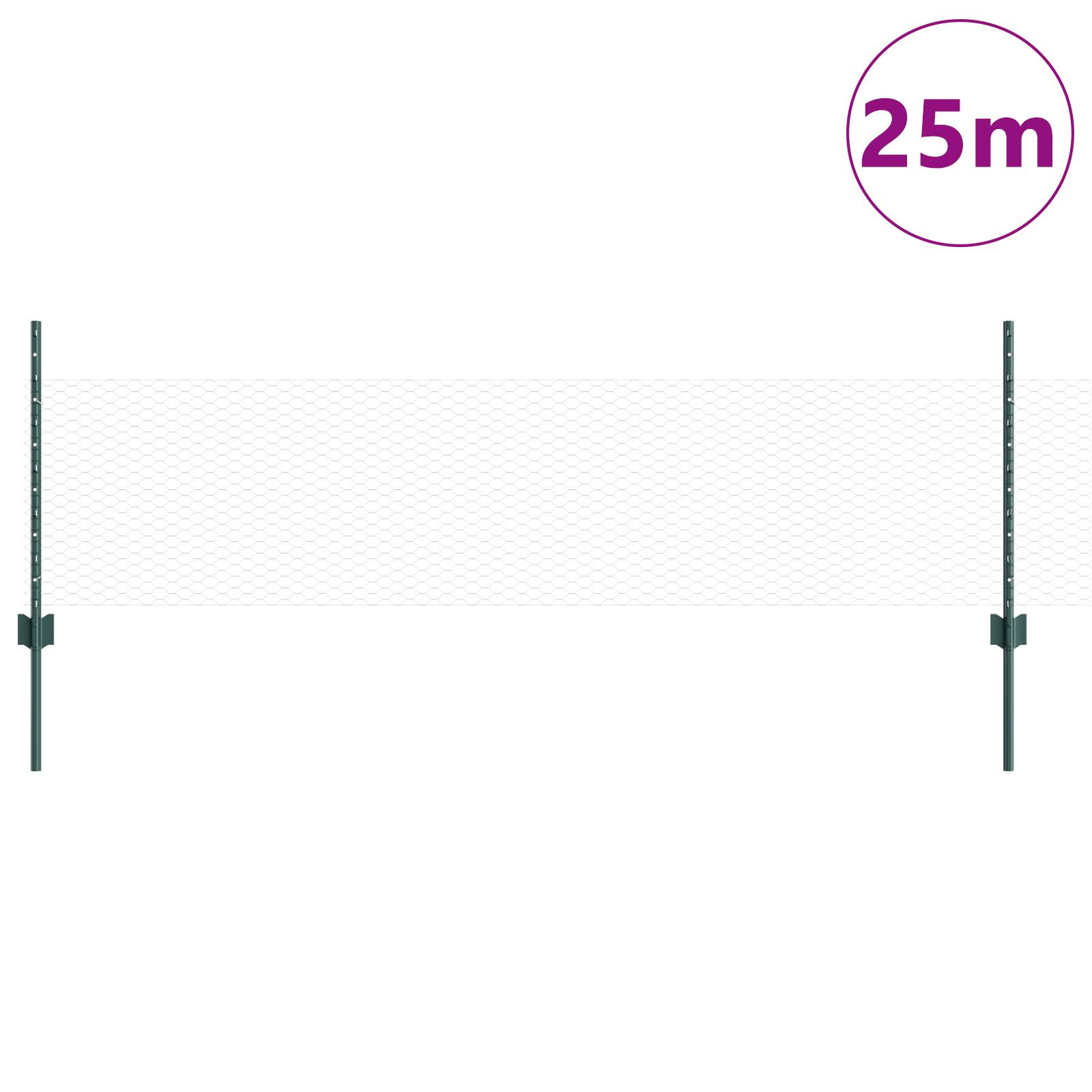 vidaXL Gartenzaun-Set 2 Stück Grün PVC-beschichteter Stahl 25 x 0,5 m