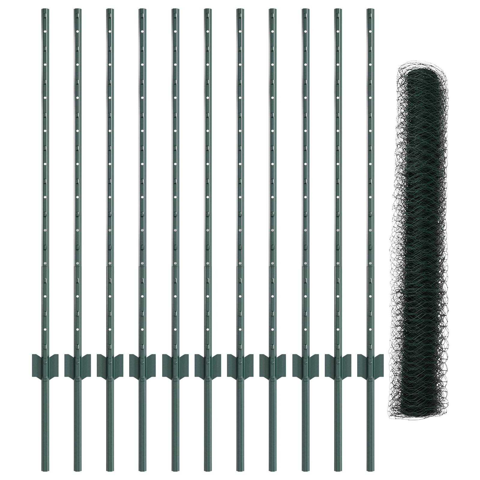vidaXL Sechseckiges Gartenzaun-Set Set aus 2 Grün Metall 25 x 1 m