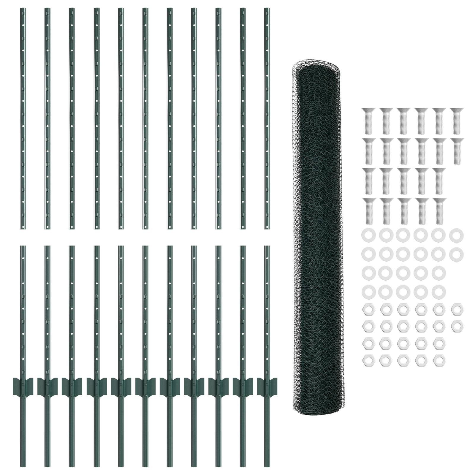 vidaXL Metallgartenzaunset Set aus 2 Grün Metall 25 x 1,2 Meter