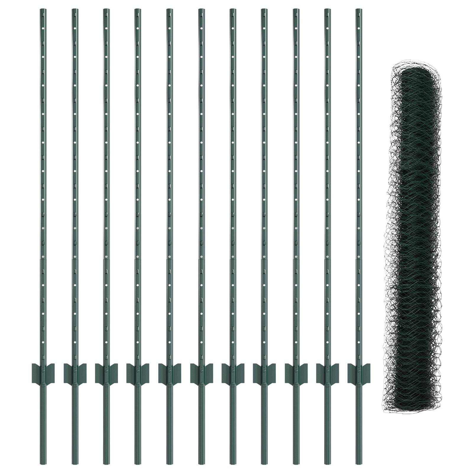 vidaXL Gartenzaunset Set aus 2 Grün Metall Groß Langlebig Gartenzaun