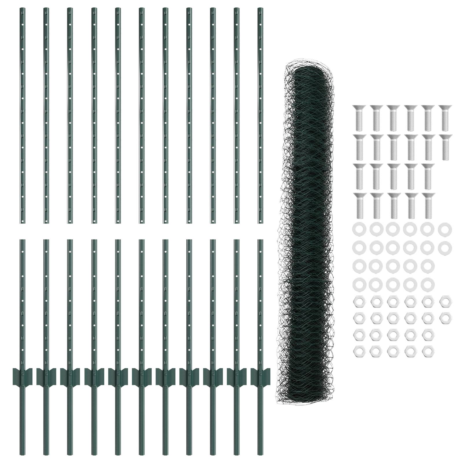 vidaXL Gartenzaunset Set aus 2 Grün Metall Groß Langlebig Gartenzaun