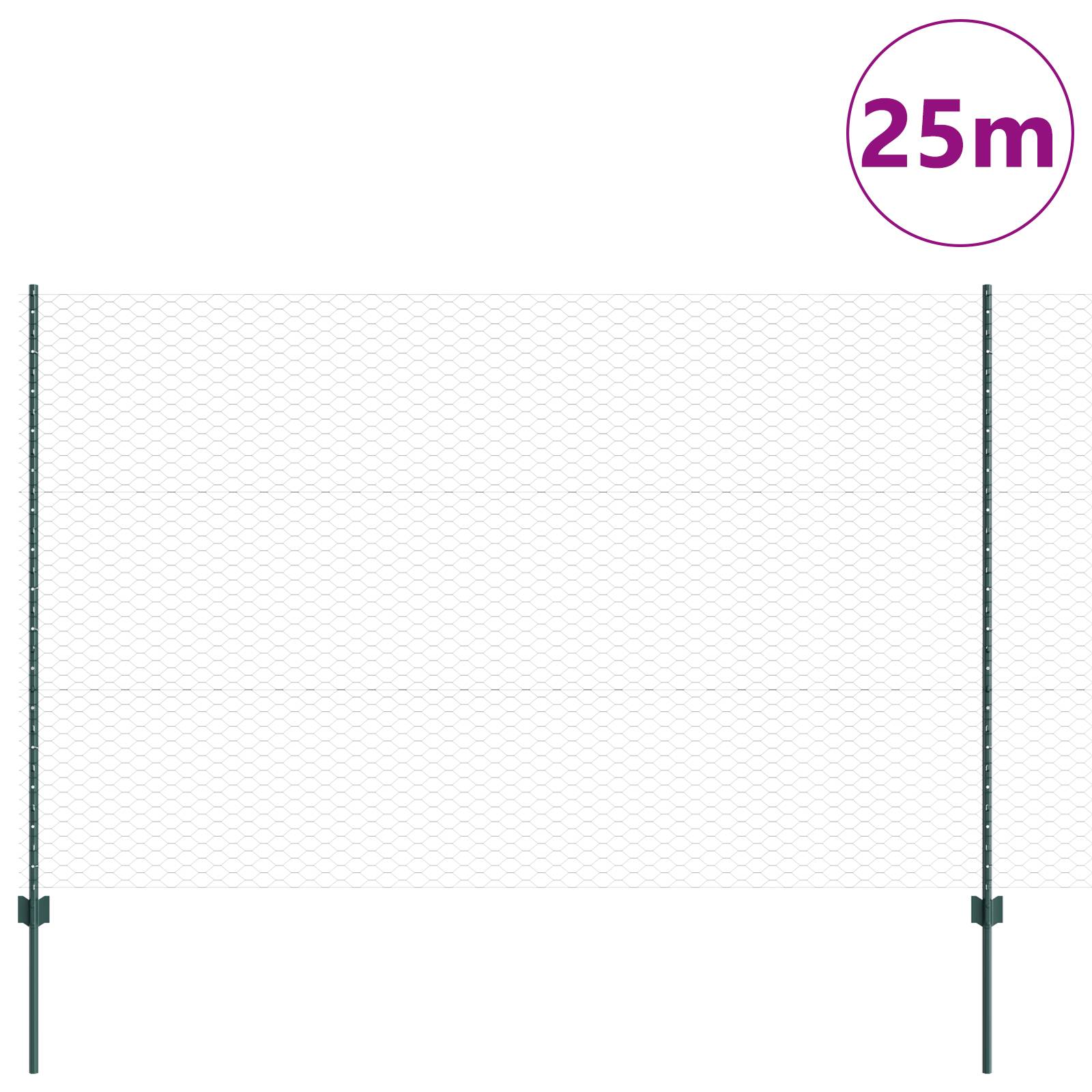 vidaXL Gartenzaun-Set Set aus 2 Grün Metall, Kunststoff 25 x 1,5 m