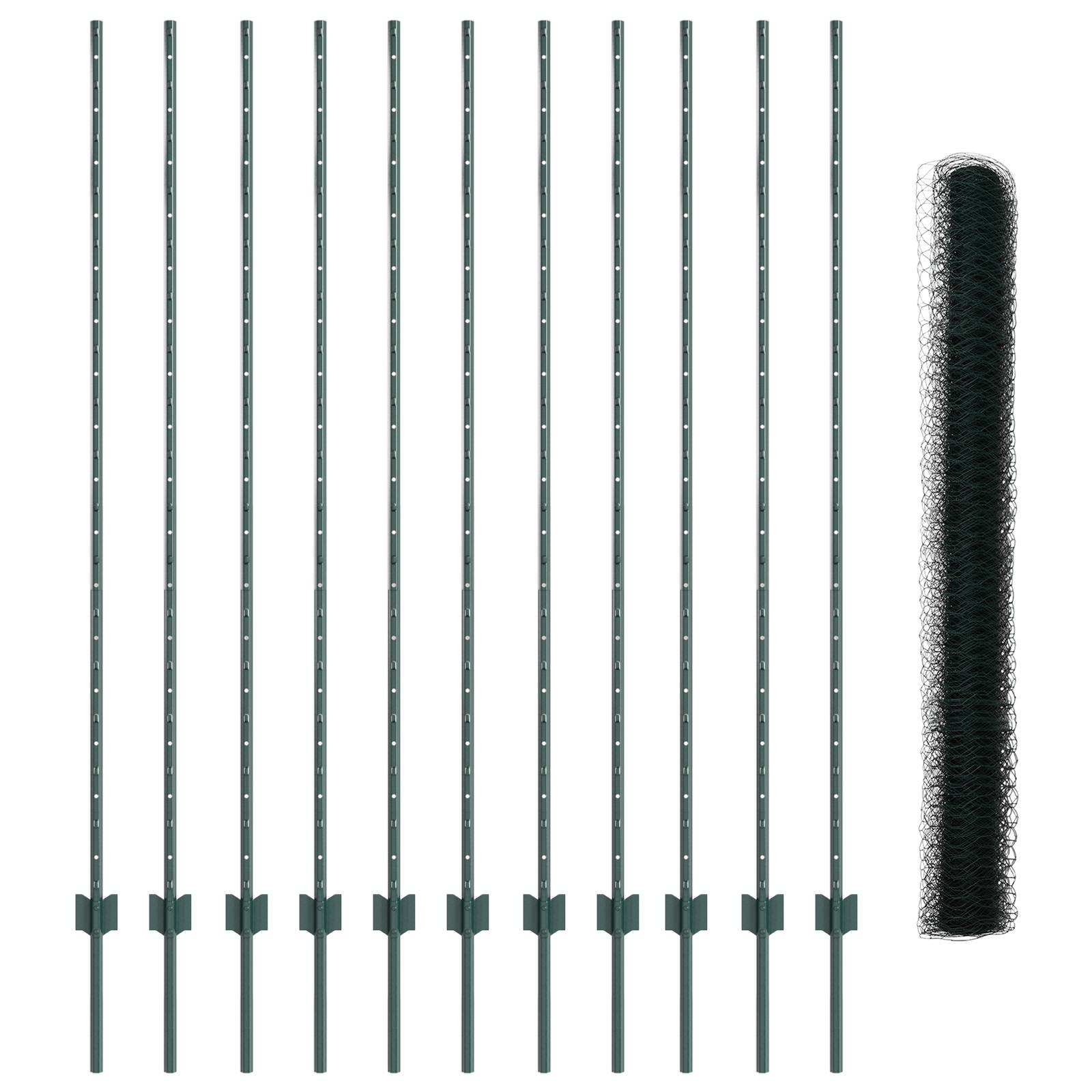 vidaXL Gartenzaun-Set Set aus 2 Grün Metall, Kunststoff 25 x 1,5 m