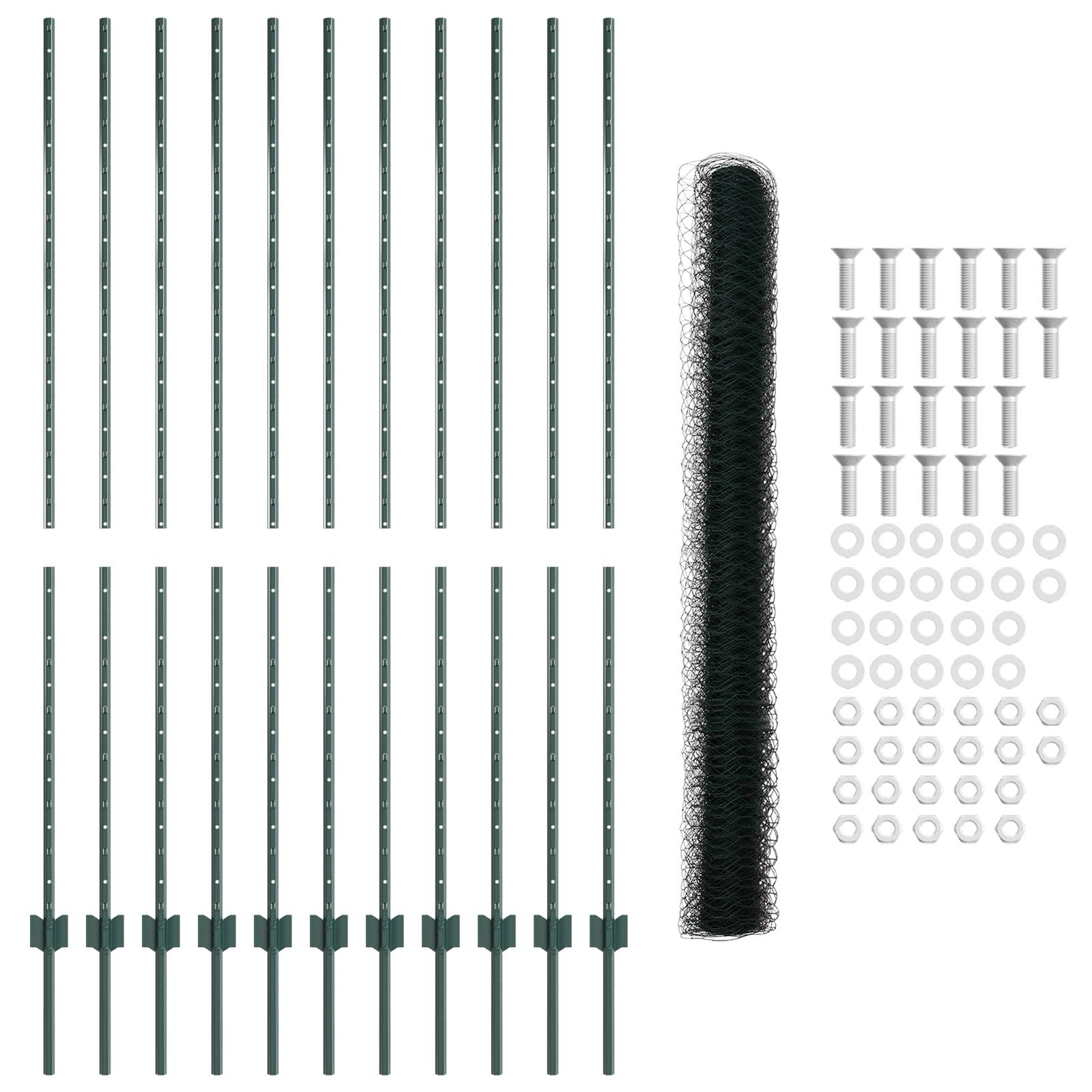 vidaXL Zaunpfosten 11 Stück U-Profil Grün 160 cm Stahl