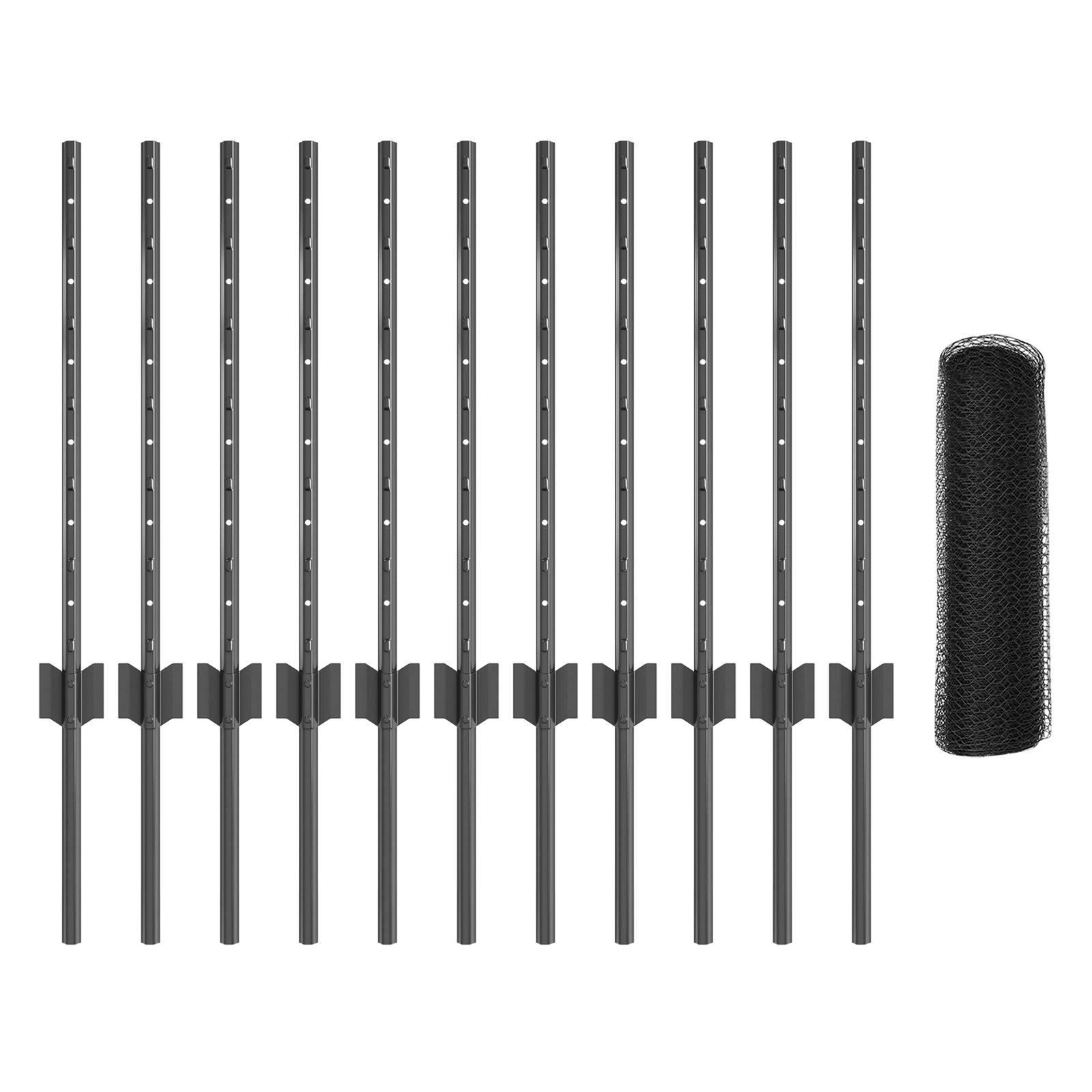 vidaXL Zaunpfosten 11 Stk U-Channel Grau 60 cm Stahl
