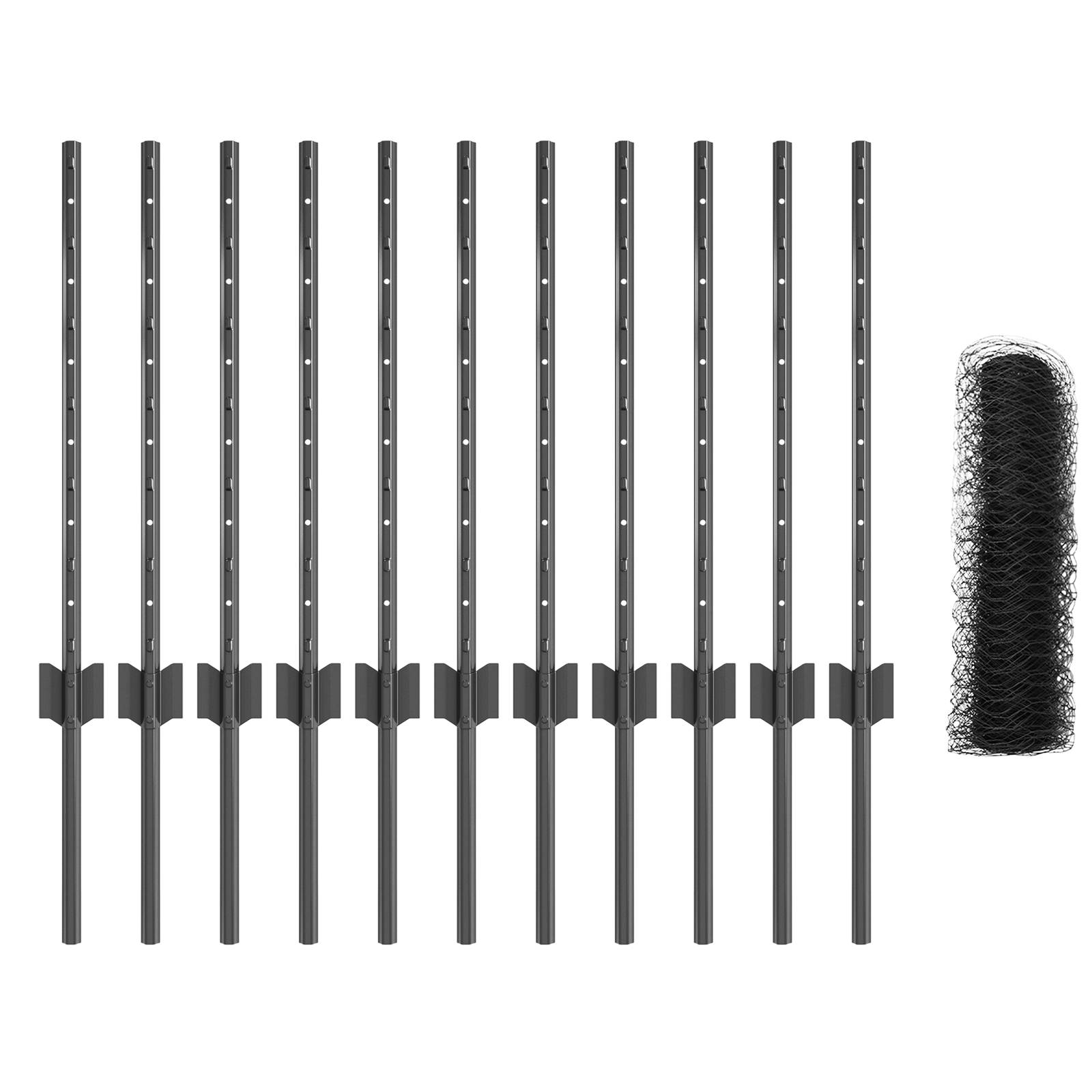 vidaXL Sechseckiger Gartenzaun Set Set aus 2 Grau Stahl 25 x 0.5m