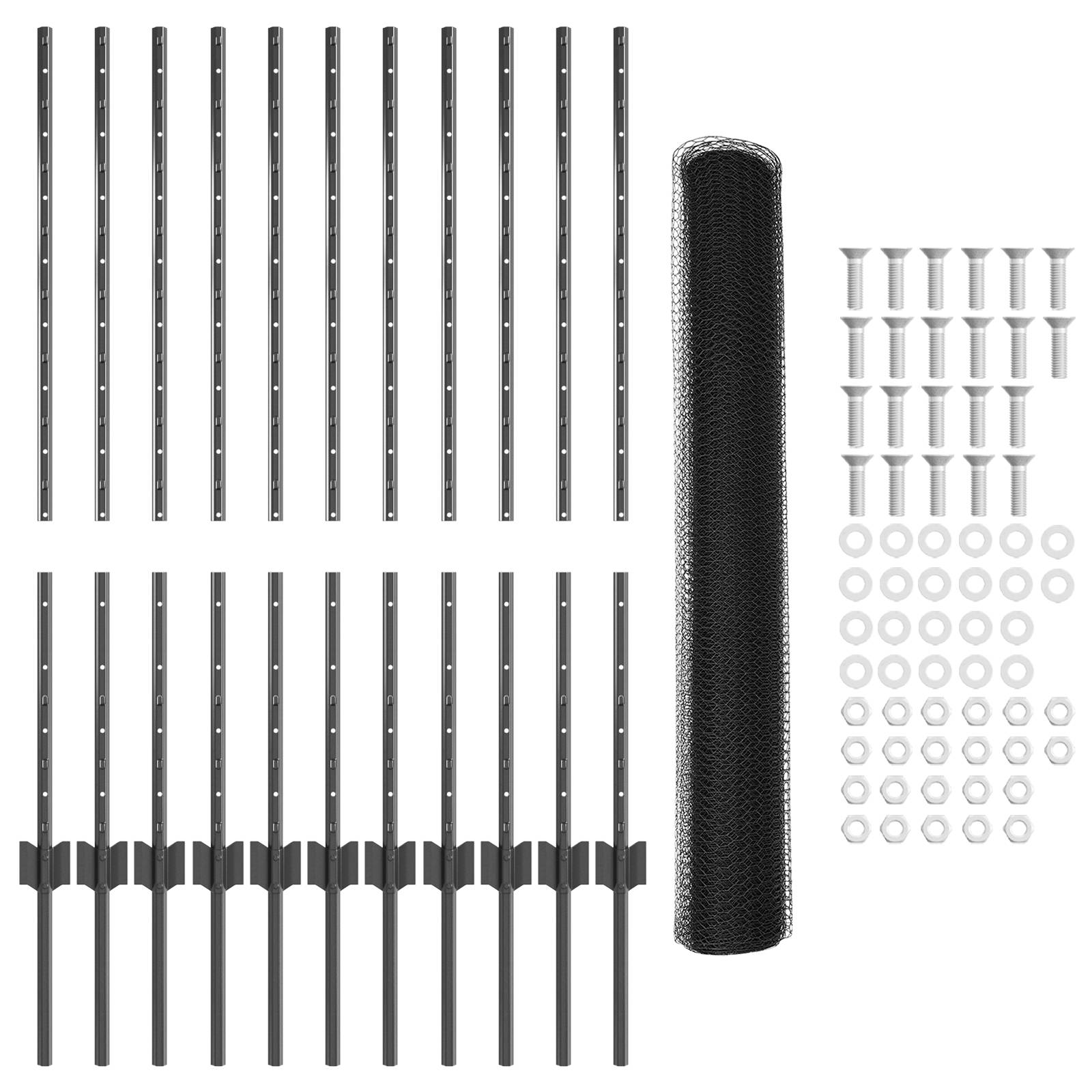 vidaXL Gartenzaun Set Set von 2 Grau Metall 25 x 1 m Langlebig