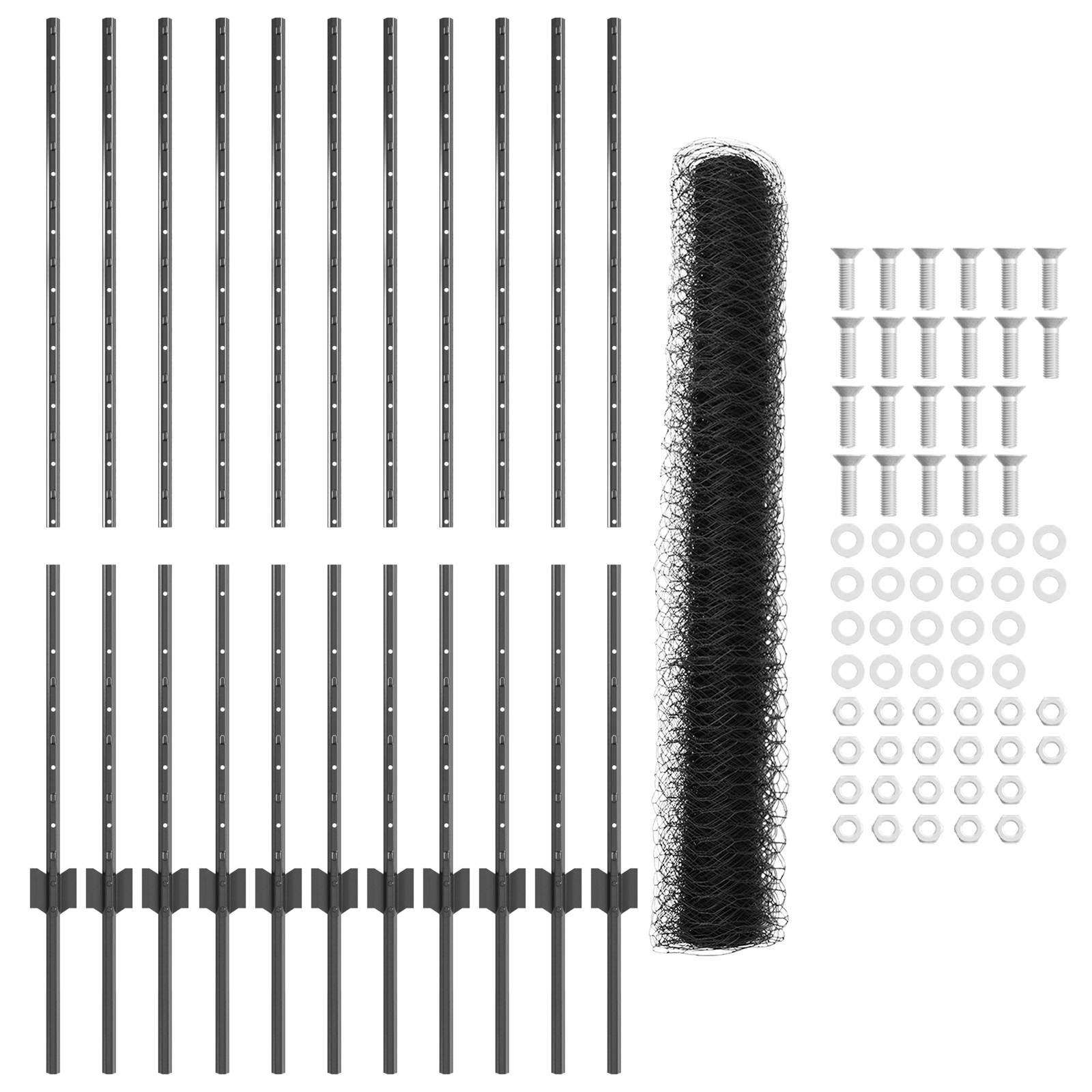 vidaXL Metallgartenzaunset Set aus 2 Grau, Schwarz Metall 25 x 1,2 m