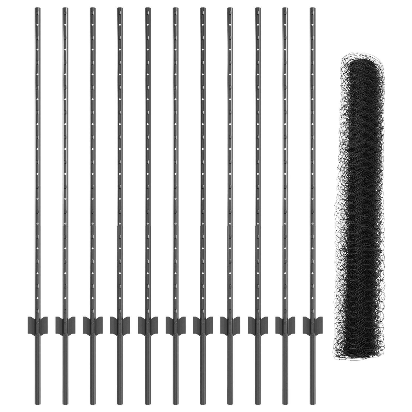 vidaXL Metallgartenzaunset Set aus 2 Grau, Schwarz Metall 25 x 1,2 m