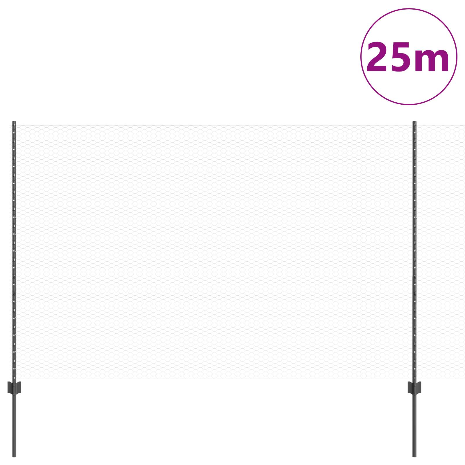 vidaXL Gartenzaunset Set aus 2 Grau Pulverbeschichteter Stahl 25 x 1,5 m