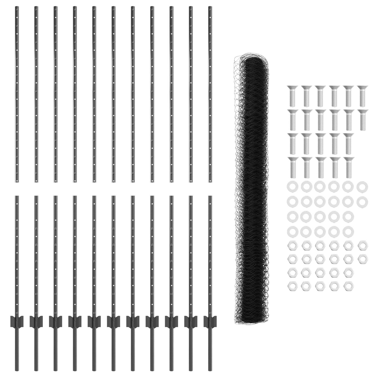 vidaXL Zaunpfosten 22 Stk. U-Channel Grau 160 cm Stahl