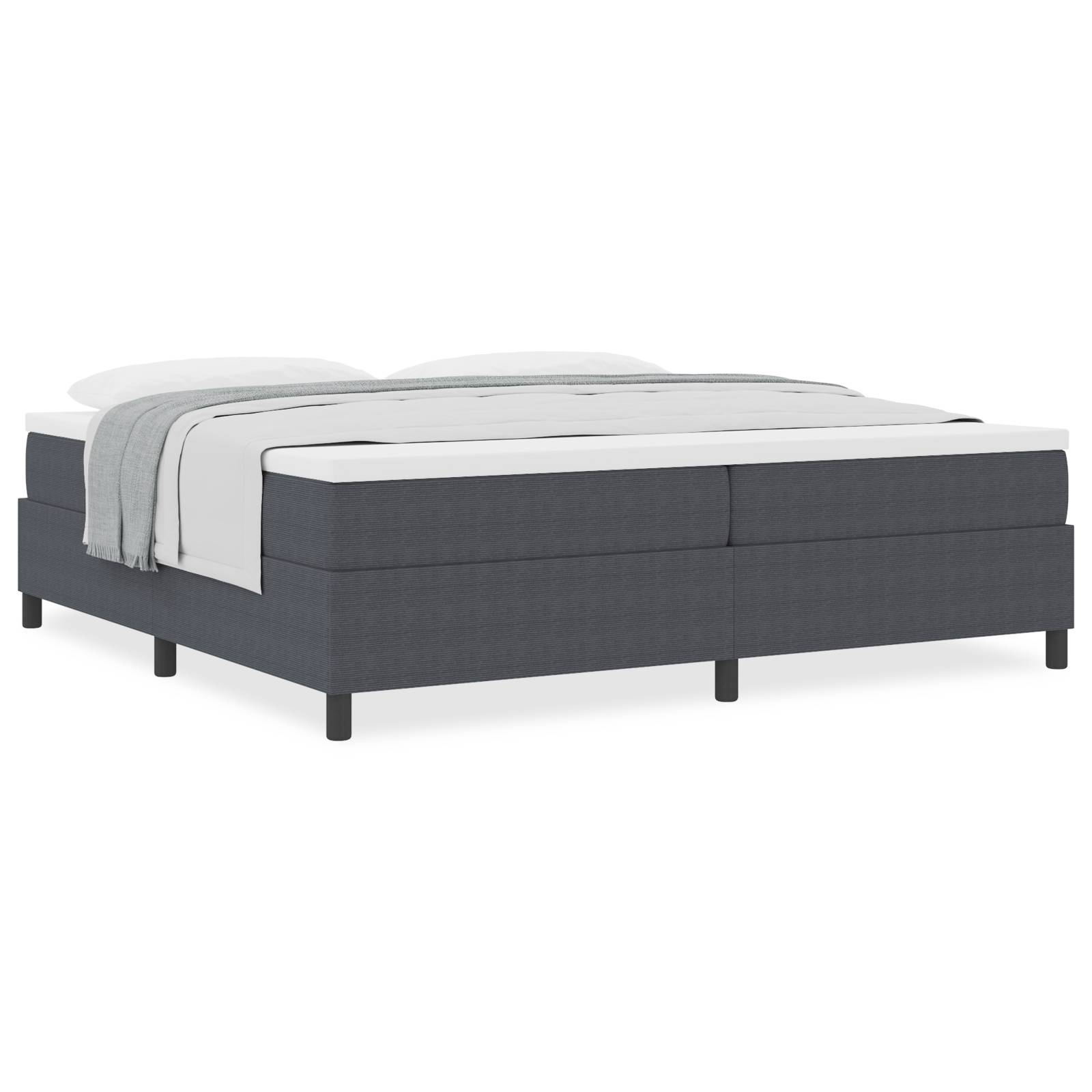 vidaXL Boxspringbett mit Matratze in Dunkelgrau, 200 x 200 cm, Cord-Stoff.
