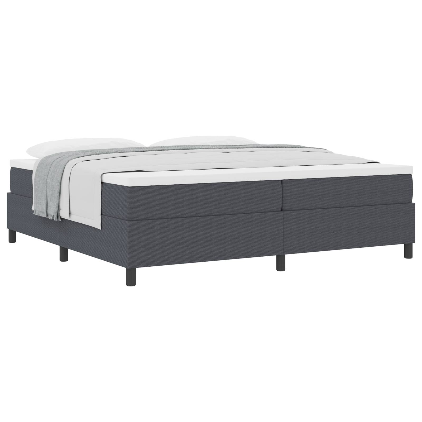 vidaXL Boxspringbett mit Matratze in Dunkelgrau, 200 x 200 cm, Cord-Stoff.