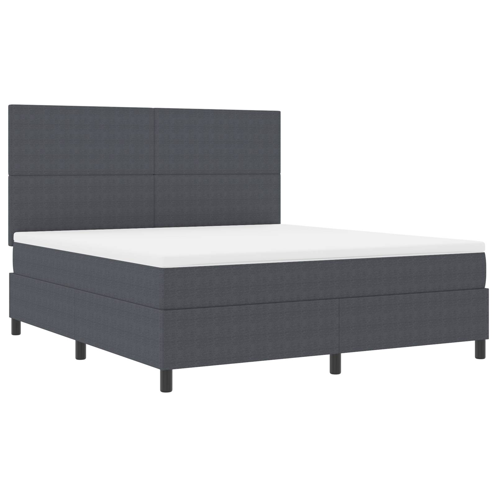 vidaXL Boxspringbett mit Matratze & LED Dunkelgrau Super King Cord-Style-Stoff