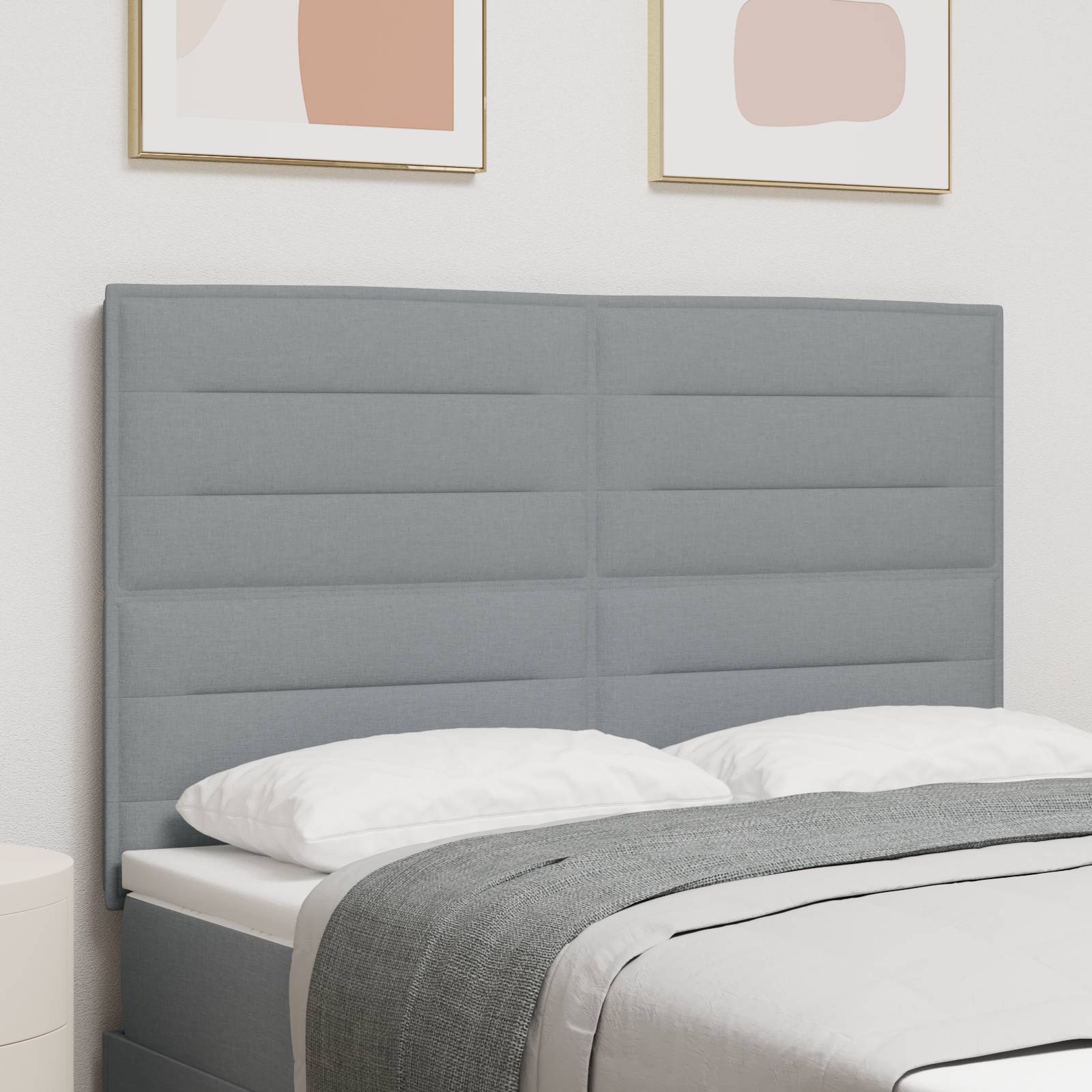 vidaXL Kopfteil Linien Design Hellgrau 140 cm Stoff