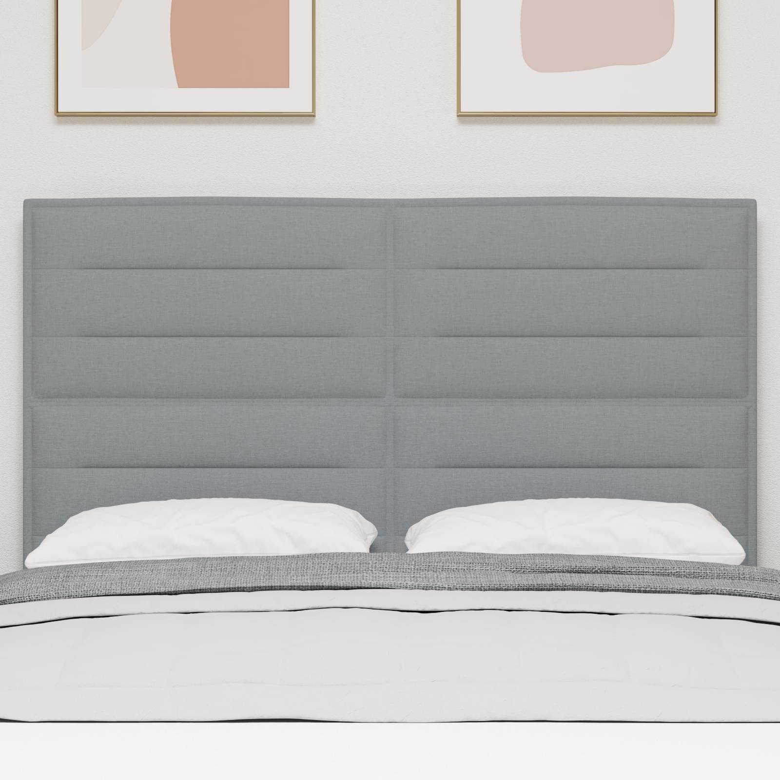 vidaXL Kopfteil Linien Design Hellgrau 140 cm Stoff