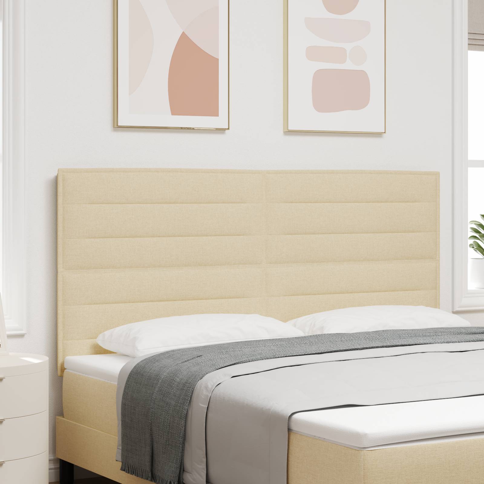 vidaXL Kopfteil Linien-Design Creme 180 cm Stoff