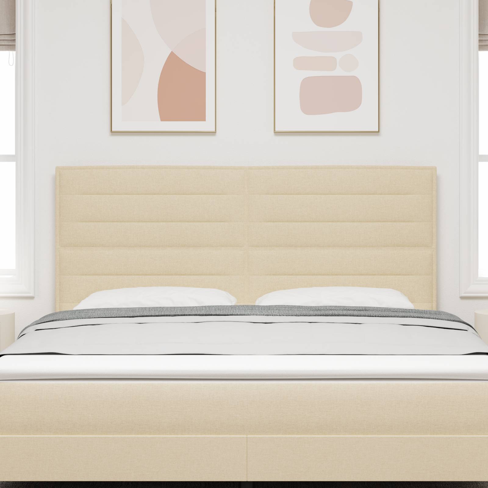 vidaXL Kopfteil Linien-Design Creme 180 cm Stoff