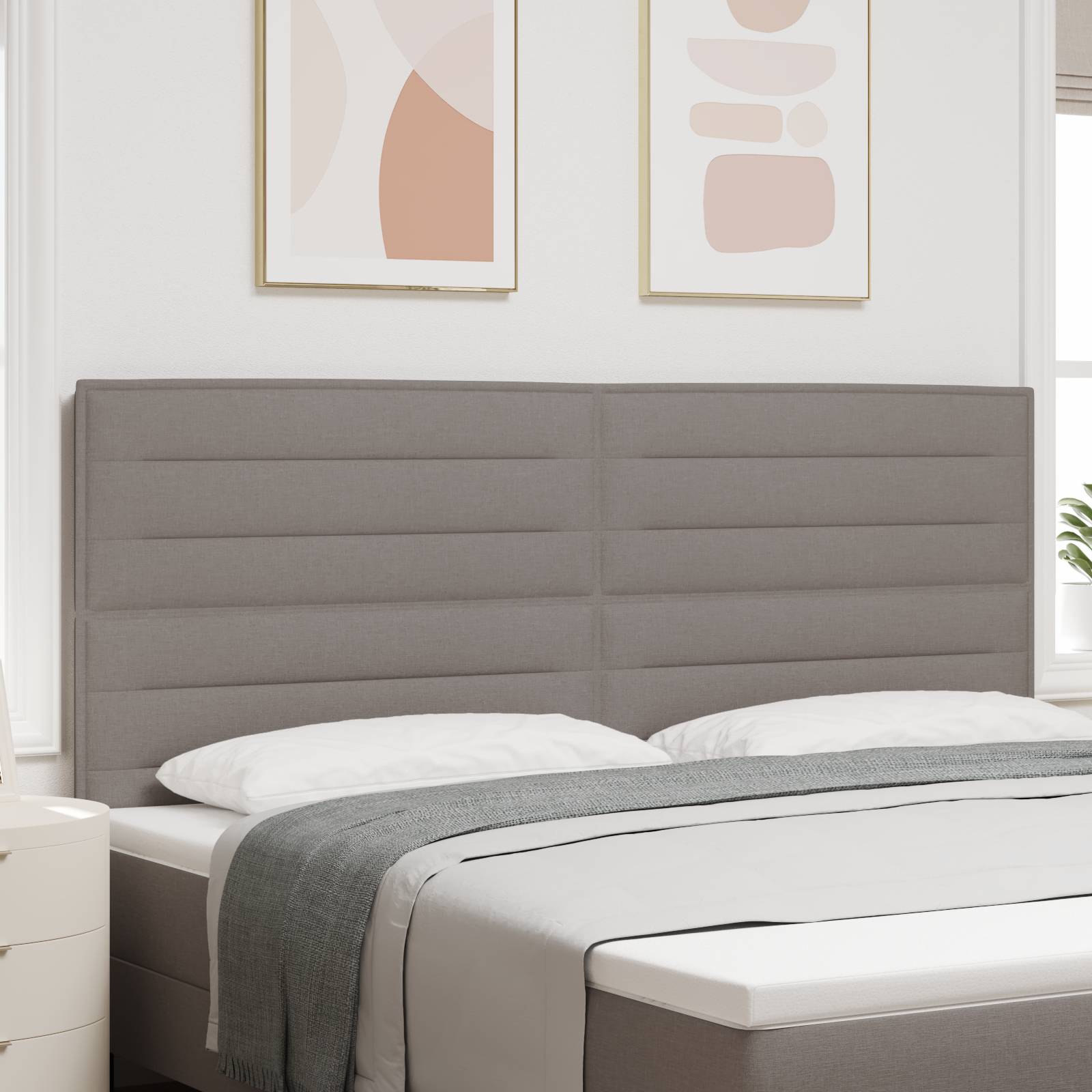 vidaXL Kopfteil Linien-Design Taupe 200 cm Stoff