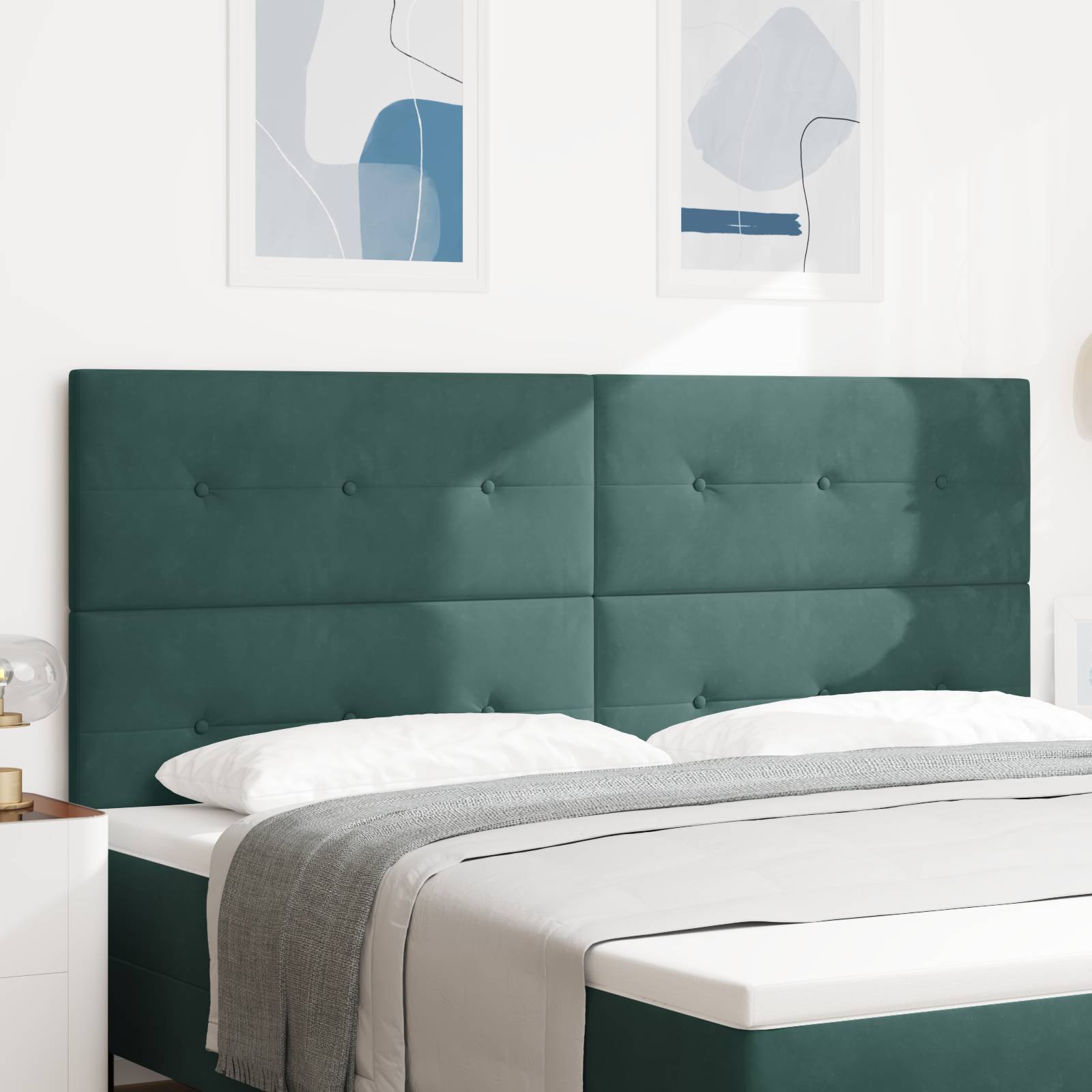 vidaXL LED Kopfteil Dunkelgrün 100 cm Samt