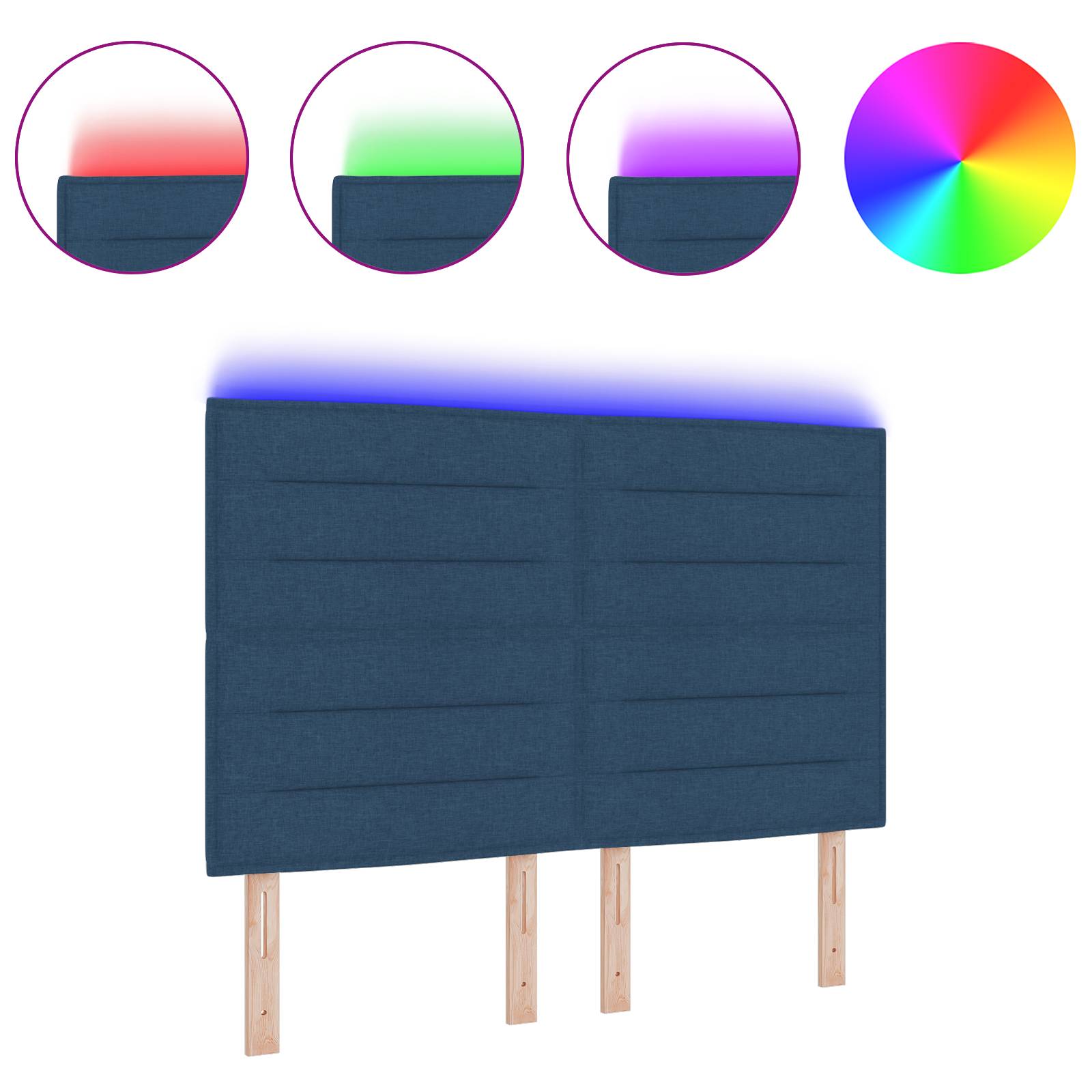 vidaXL LED Kopfteil Linien-Design Blau 80 cm Stoff