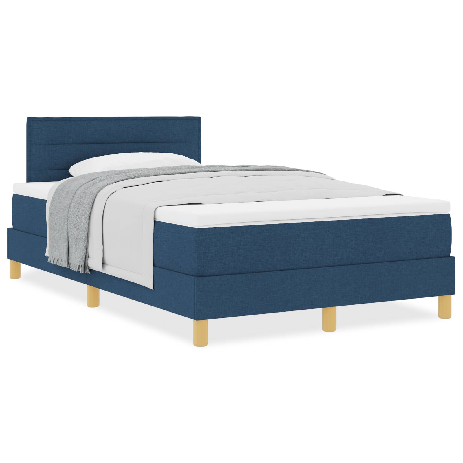 vidaXL Boxspringbett mit Matratze Blau 120x200 cm Stoff