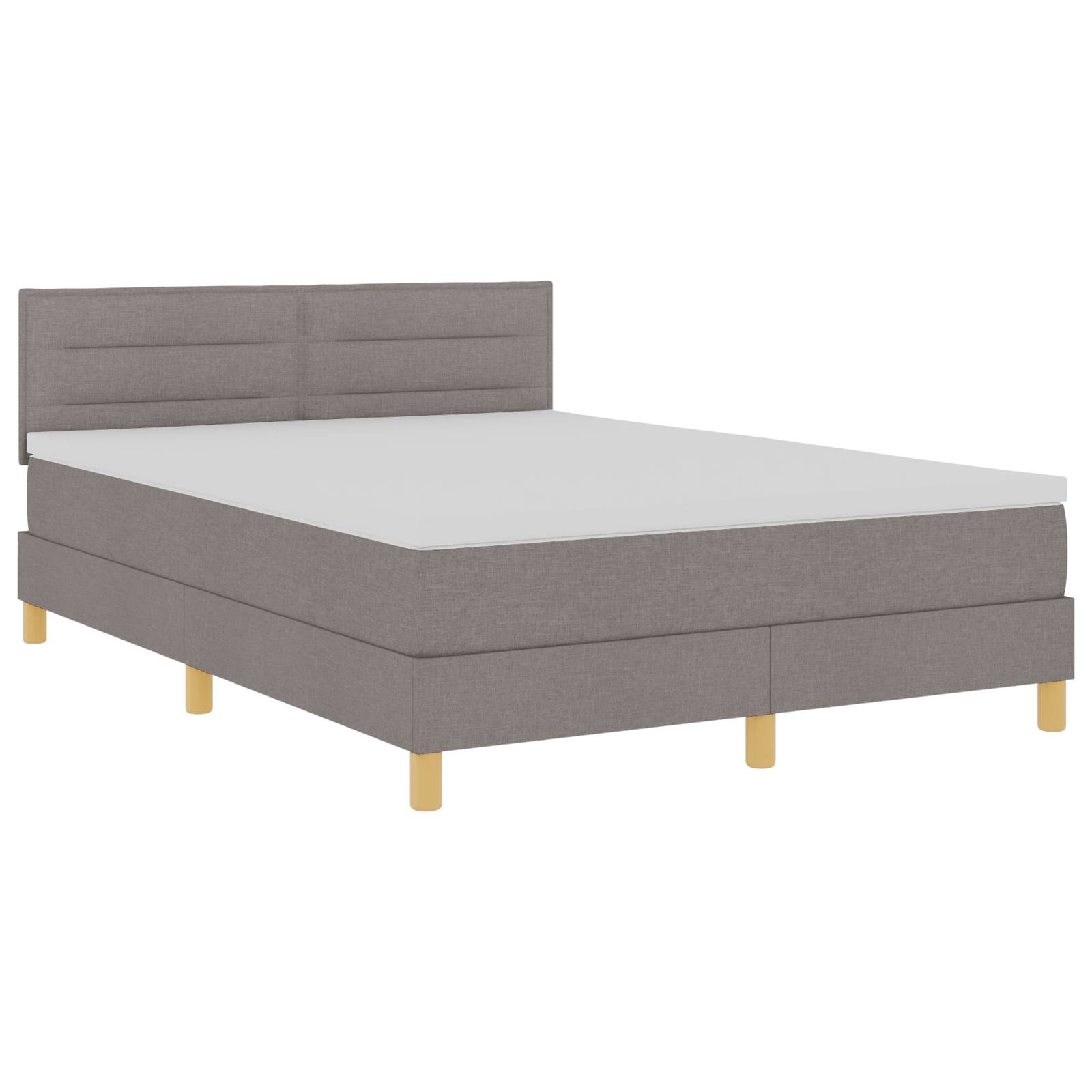 vidaXL LED Boxspringbett mit Matratze Taupe 140x200 cm Stoff