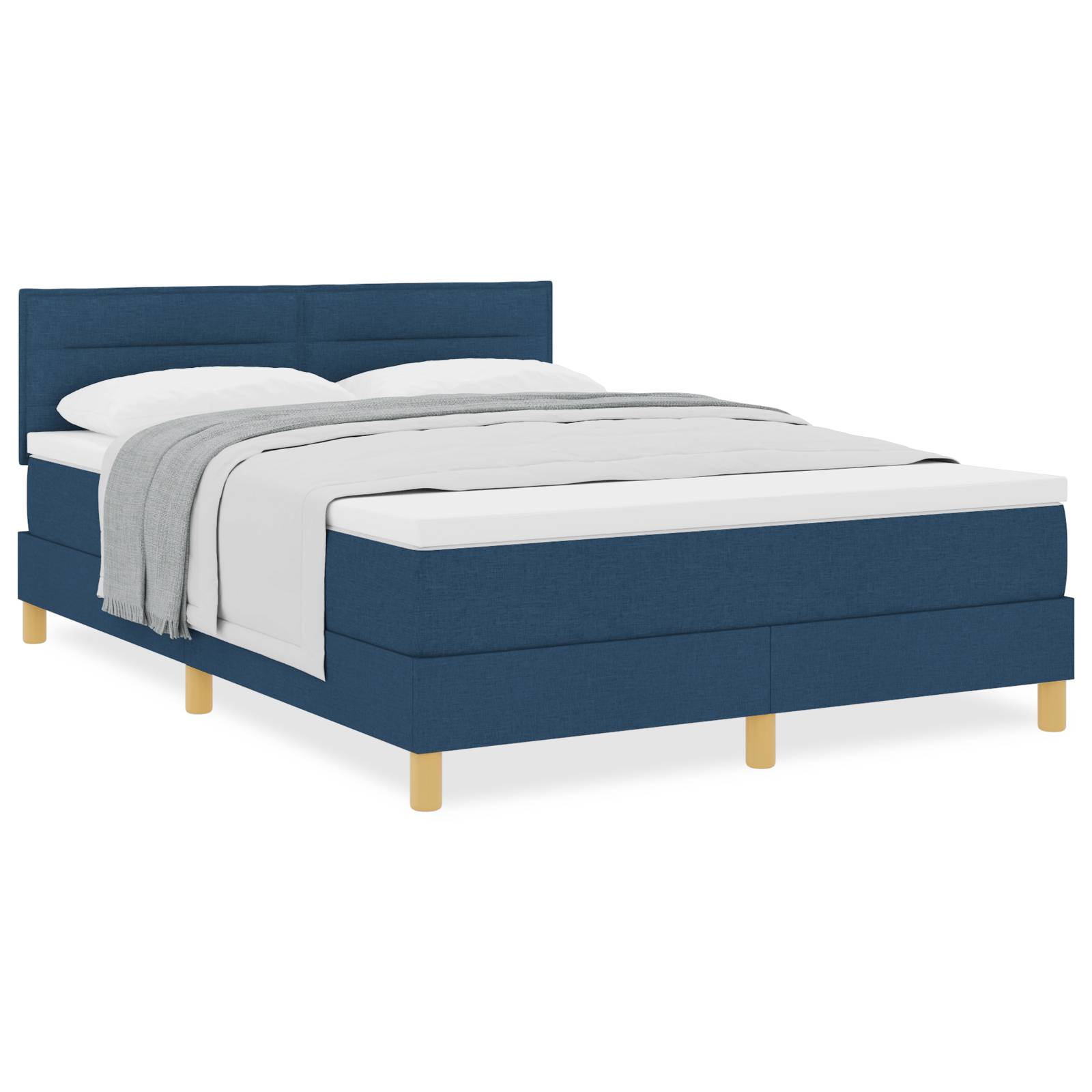 vidaXL Boxspringbett mit Matratze Blau 140x190 cm Stoff