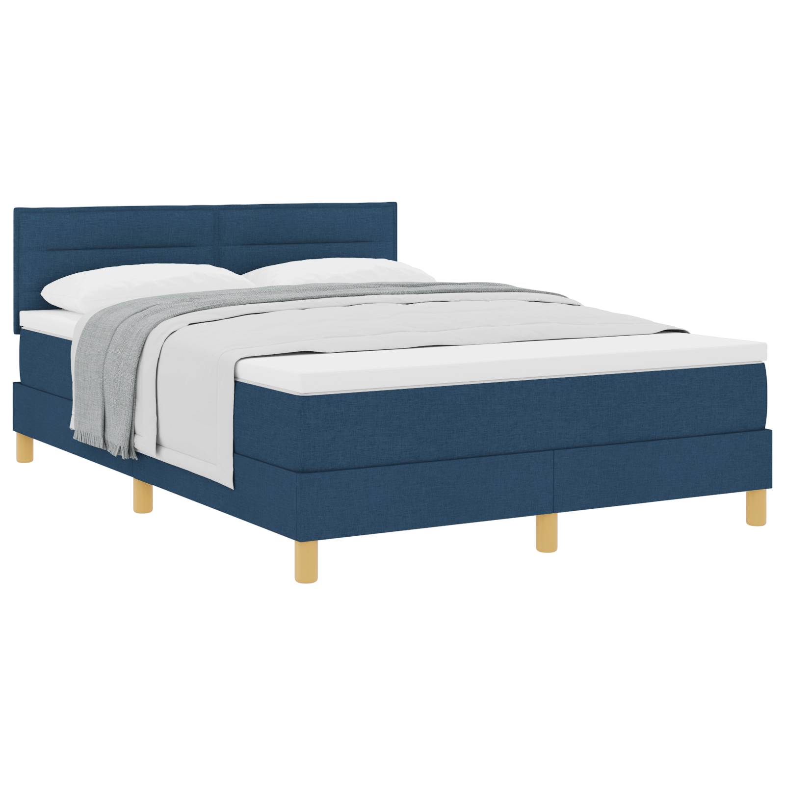 vidaXL Boxspringbett mit Matratze Blau 140x190 cm Stoff
