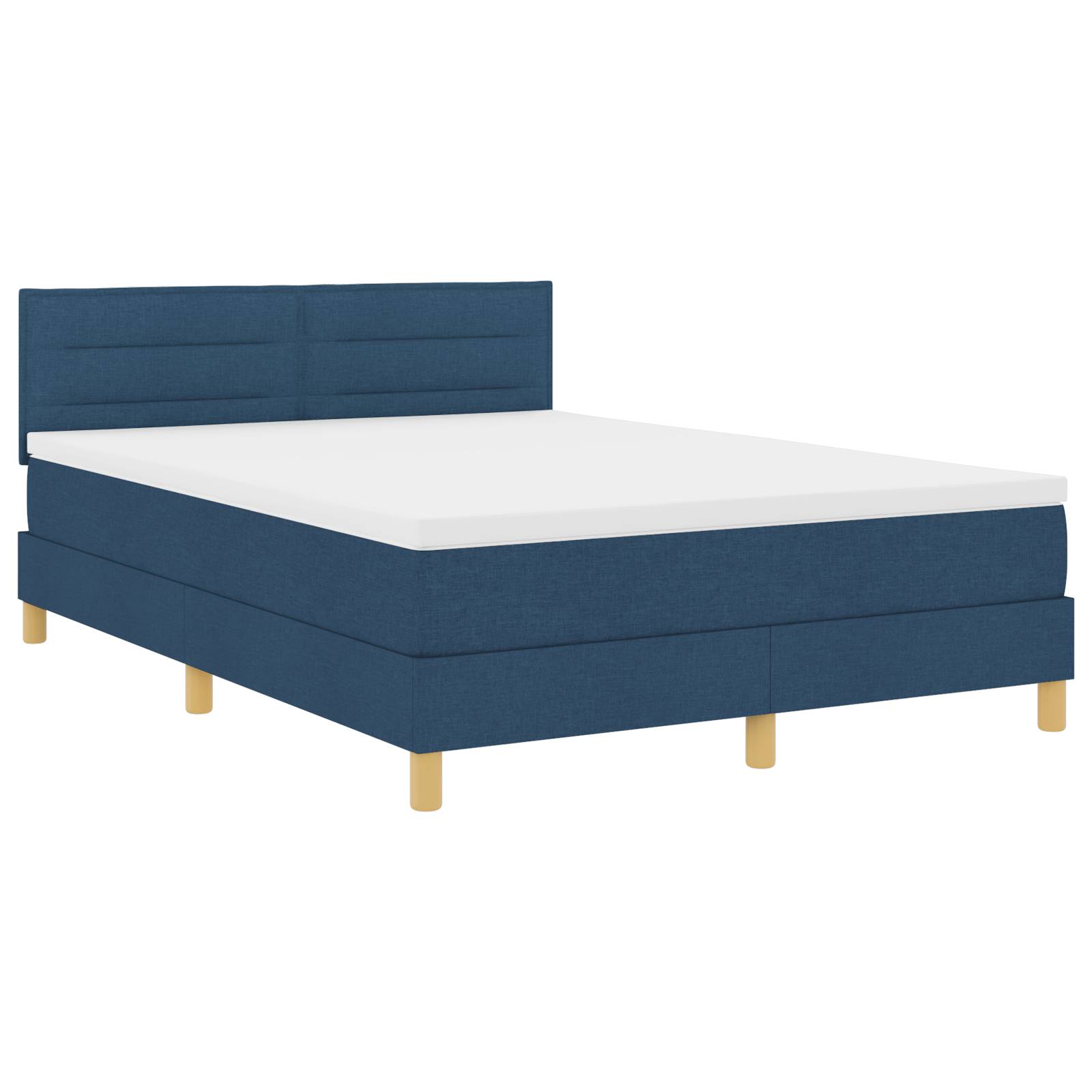 vidaXL Boxspringbett mit Matratze Blau 140x190 cm Stoff