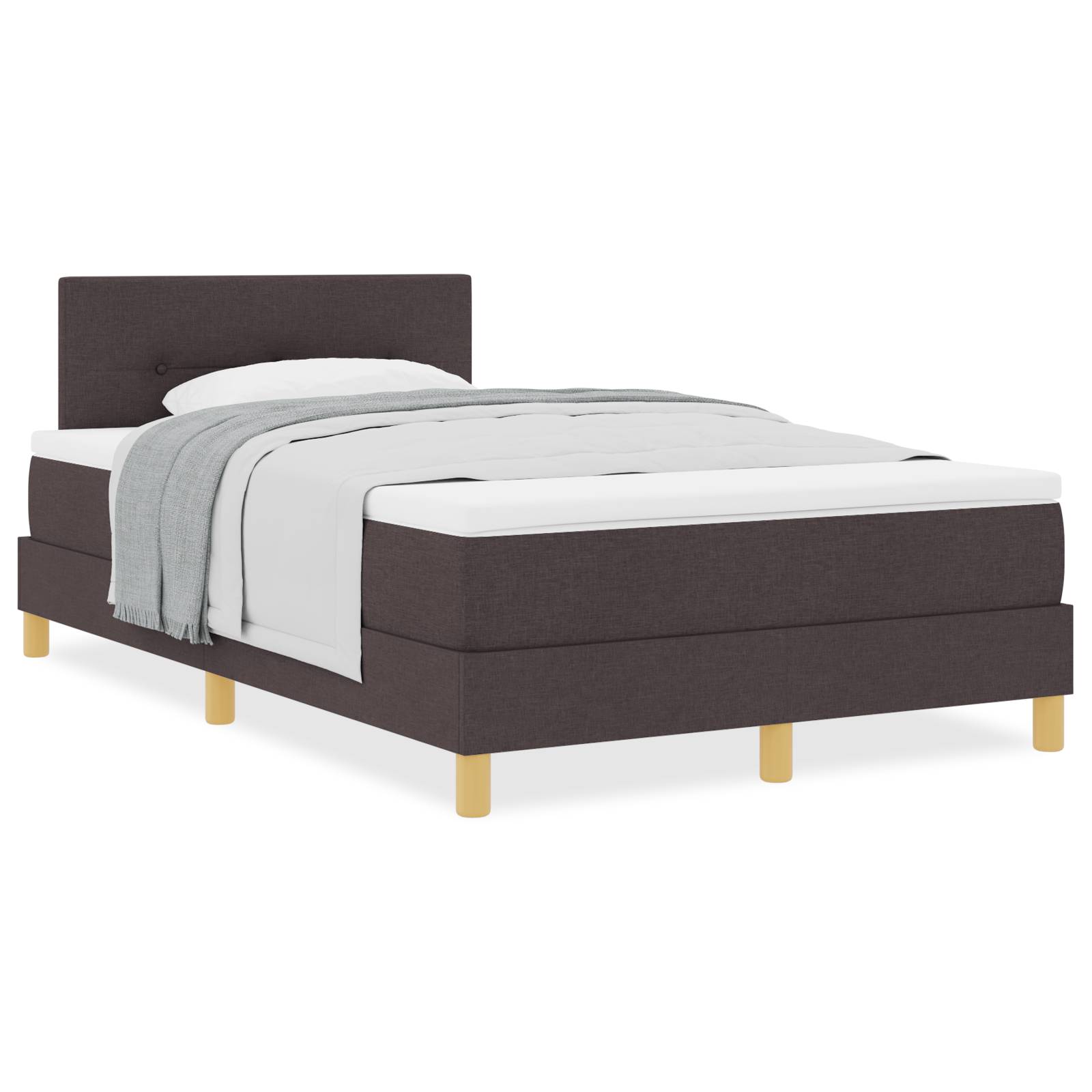 vidaXL Boxspringbett mit Matratze Dunkelbraun 120x200 cm Stoff