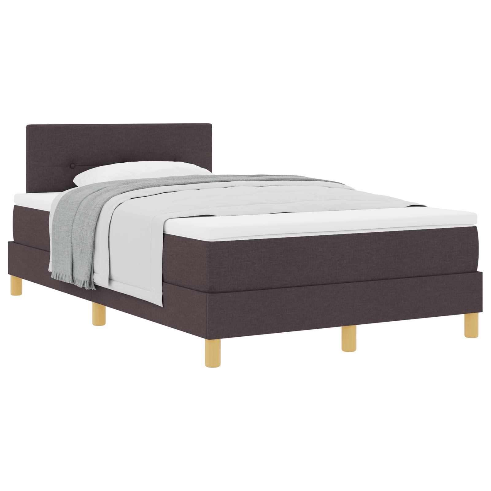 vidaXL Boxspringbett mit Matratze Dunkelbraun 120x200 cm Stoff