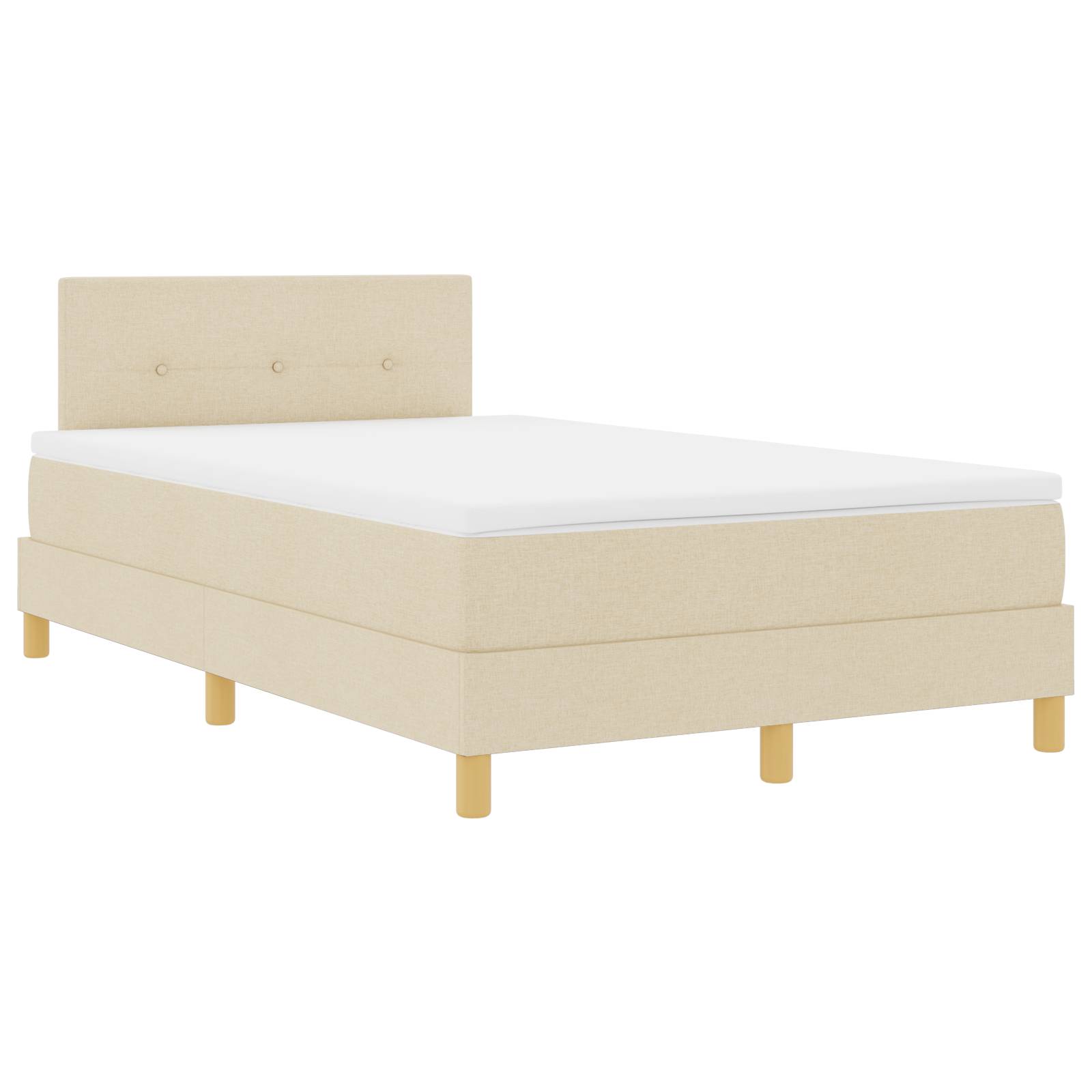 vidaXL LED Boxspringbett mit Matratze Creme 120x200 cm Stoff