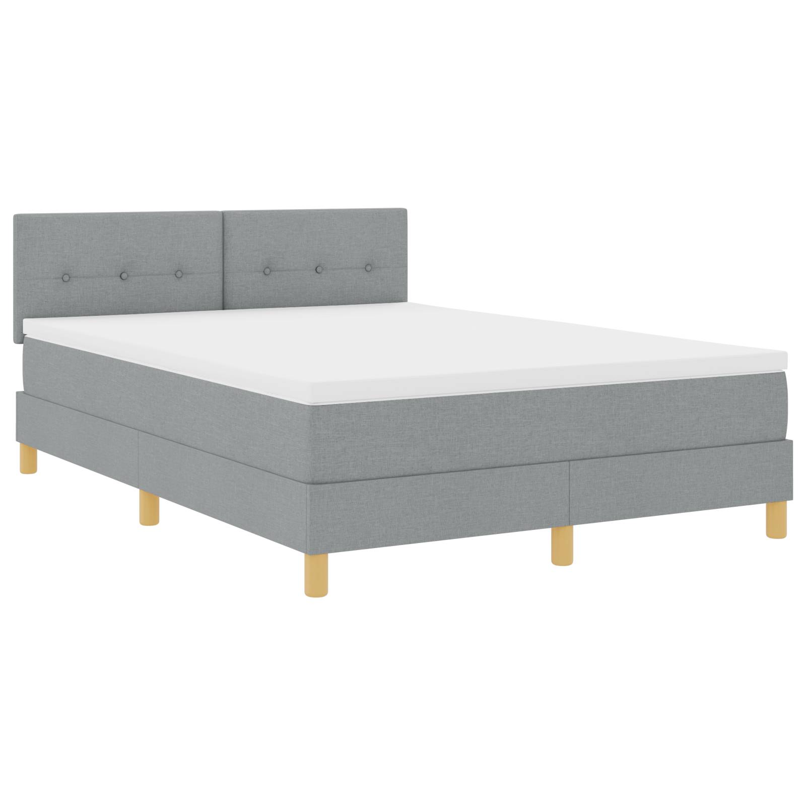 vidaXL LED Boxspringbett mit Matratze Hellgrau 160x200 cm Stoff
