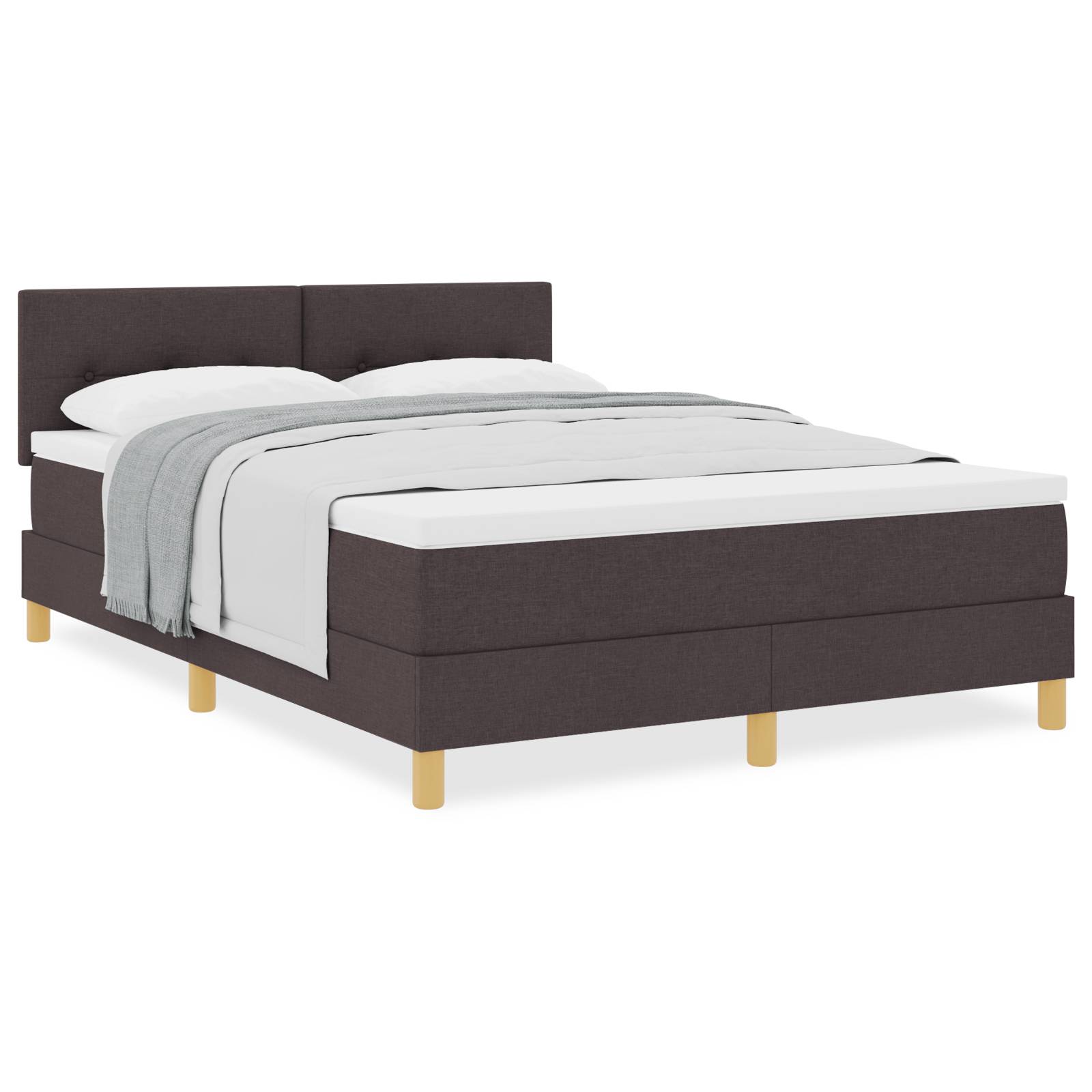 vidaXL Boxspringbett mit Matratze Dunkelbraun 140x200 cm Stoff