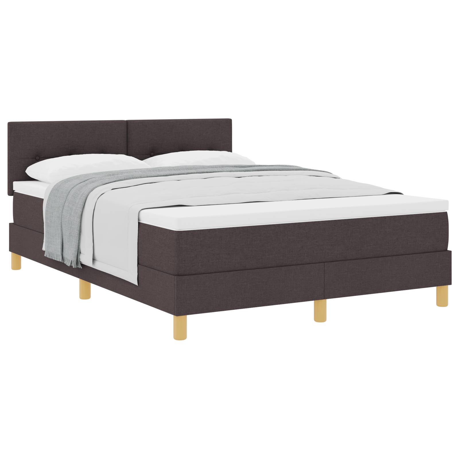 vidaXL Boxspringbett mit Matratze Dunkelbraun 140x200 cm Stoff