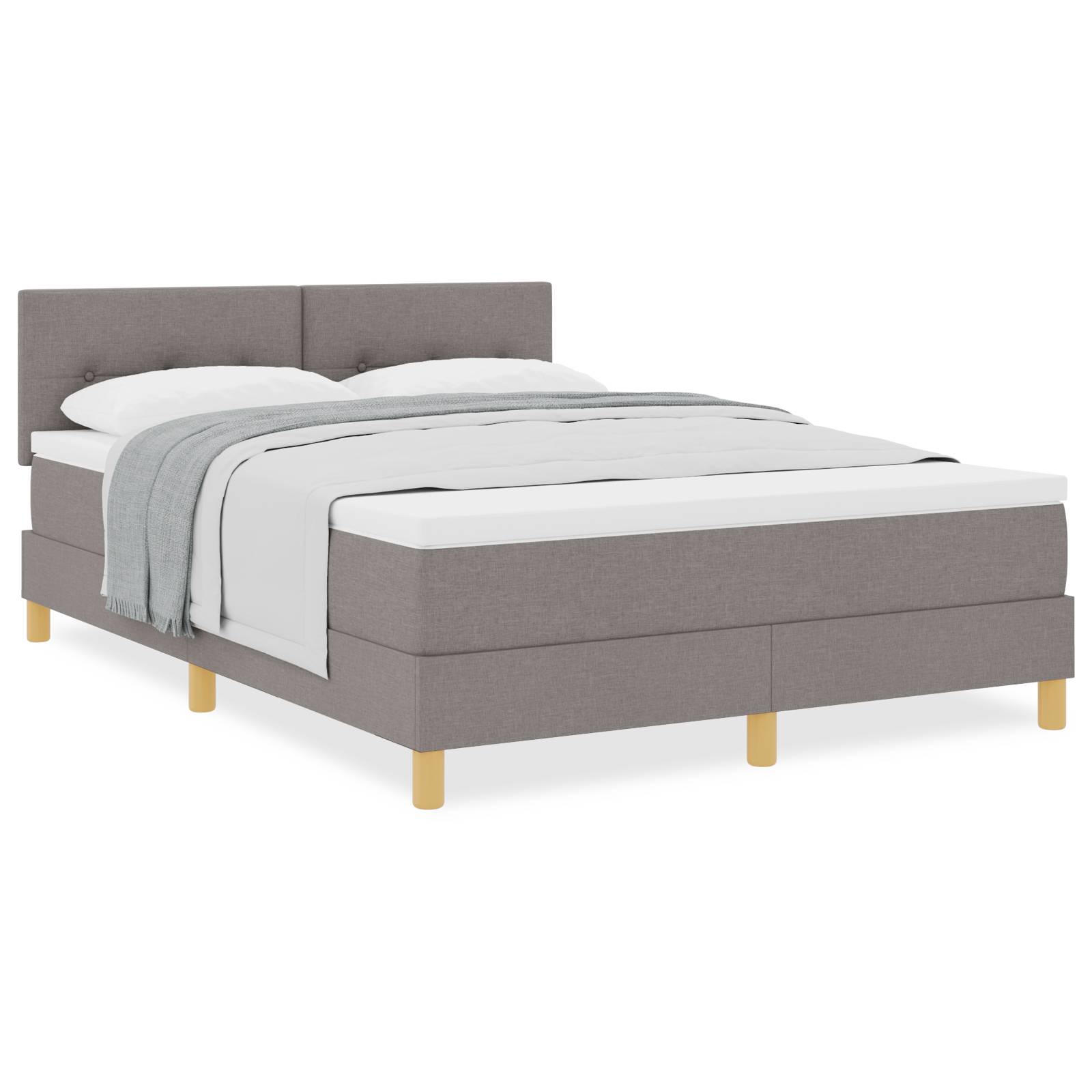 vidaXL Boxspringbett mit Matratze Taupe 140x190 cm Stoff