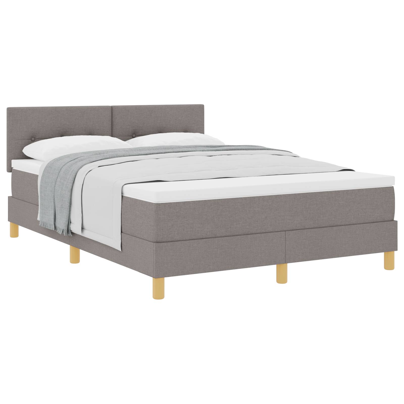 vidaXL Boxspringbett mit Matratze Taupe 140x190 cm Stoff