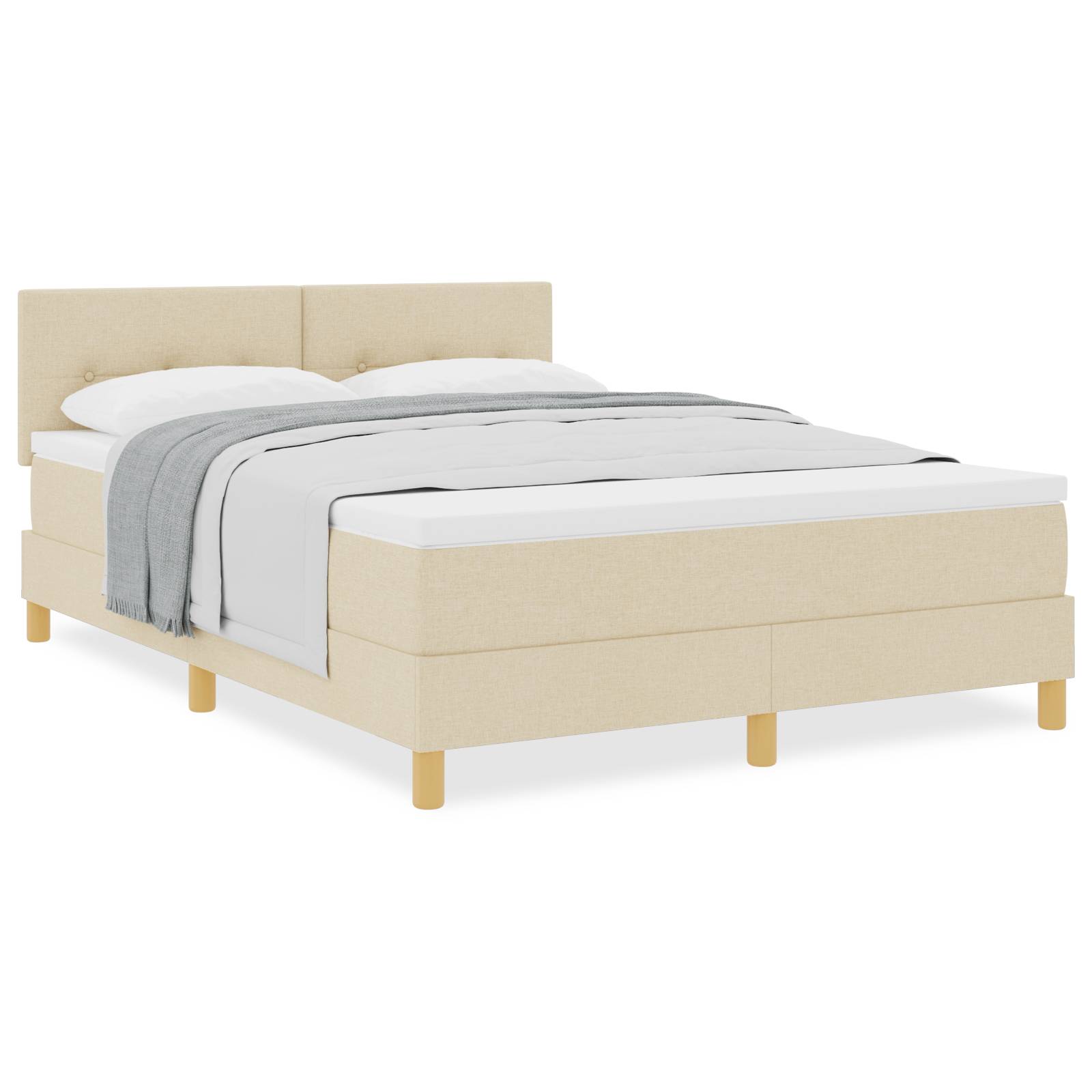 vidaXL Boxspringbett mit Matratze Creme 140x200 cm Stoff