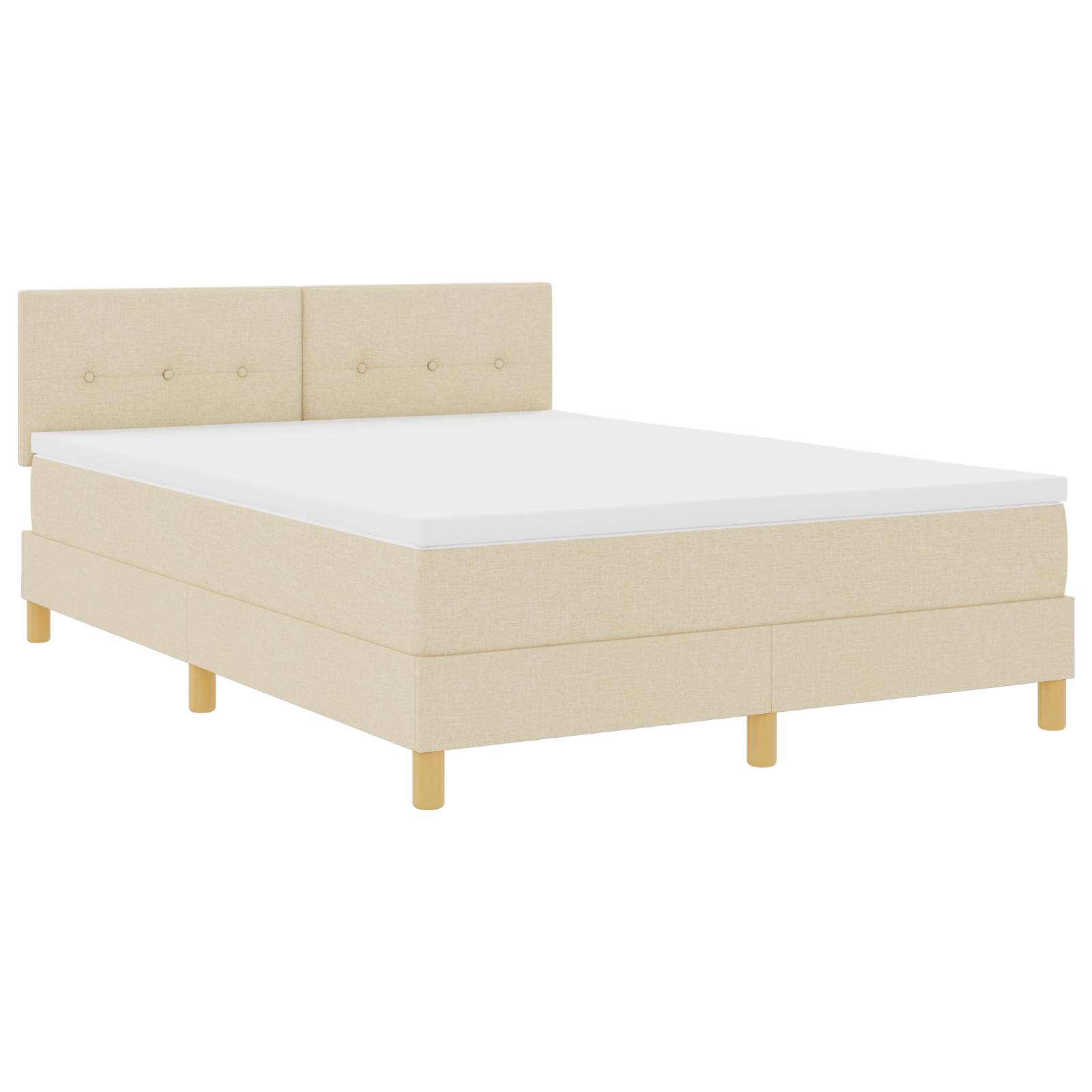 vidaXL Boxspringbett mit Matratze Creme 140x190 cm Stoff