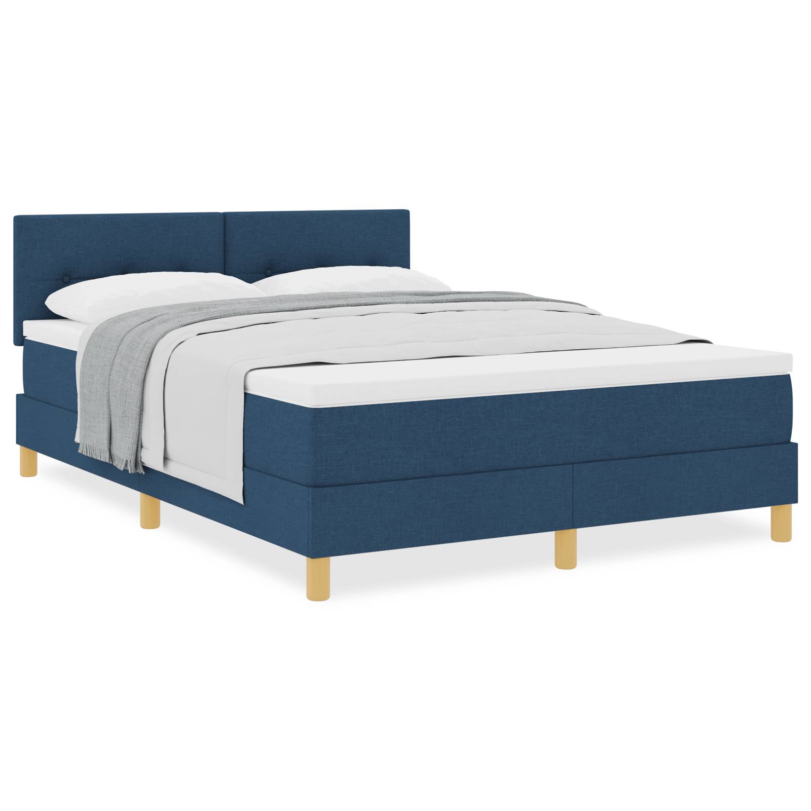 vidaXL Boxspringbett mit Matratze Blau 140x190 cm Stoff